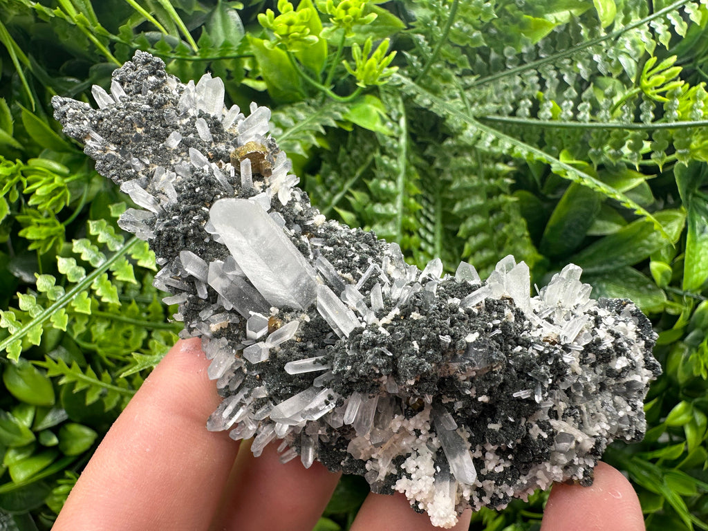 Quartz with Calcite and Chlorite: Borieva Mine Crystal Souvenir