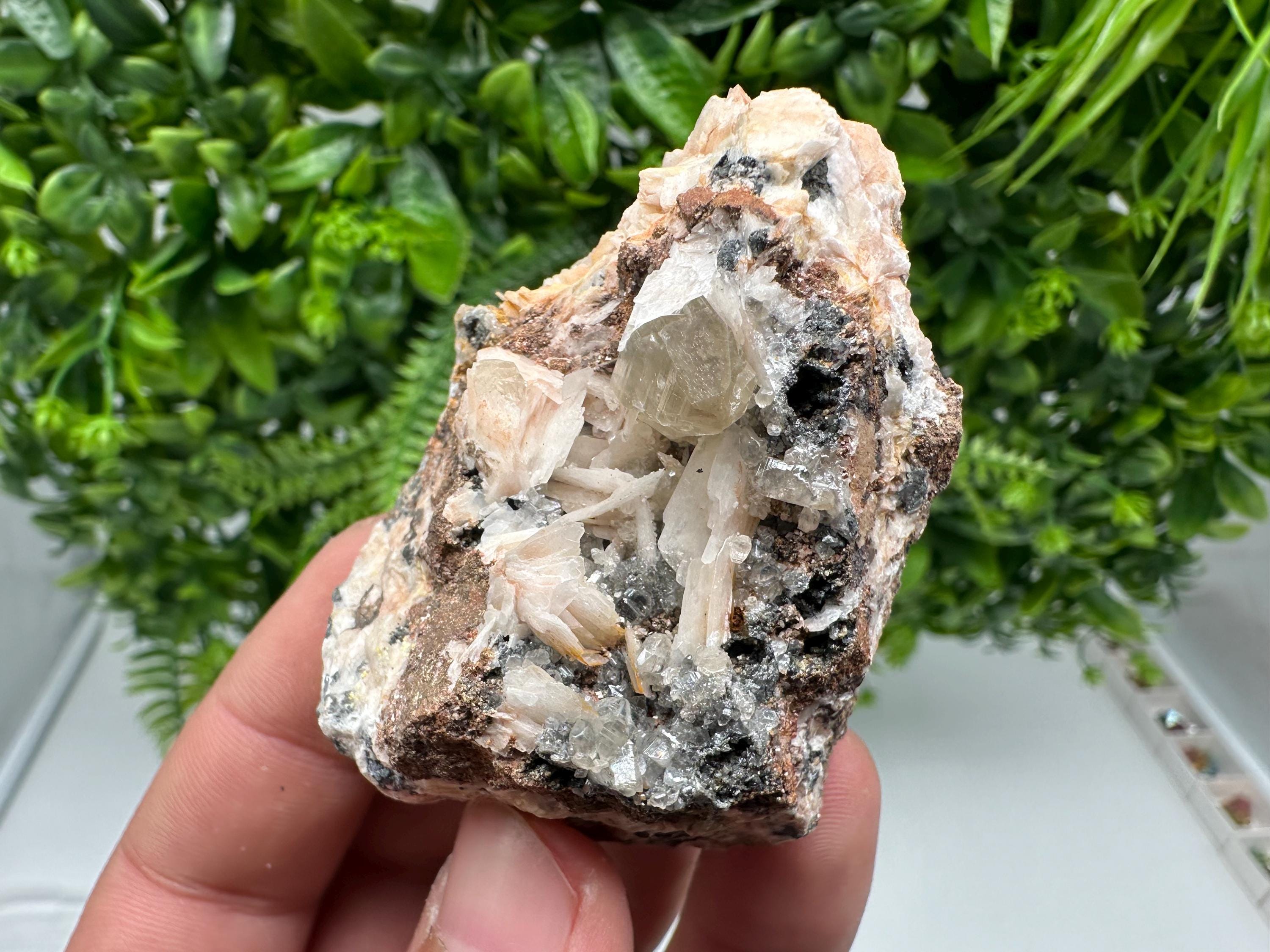 Wonderful Baryte with Cerussite on Galena from Morocco,Crystal, Mineral,Specimen,Cluster,Crystals,Barite Crystal,Cerussite Crystal,Specimen