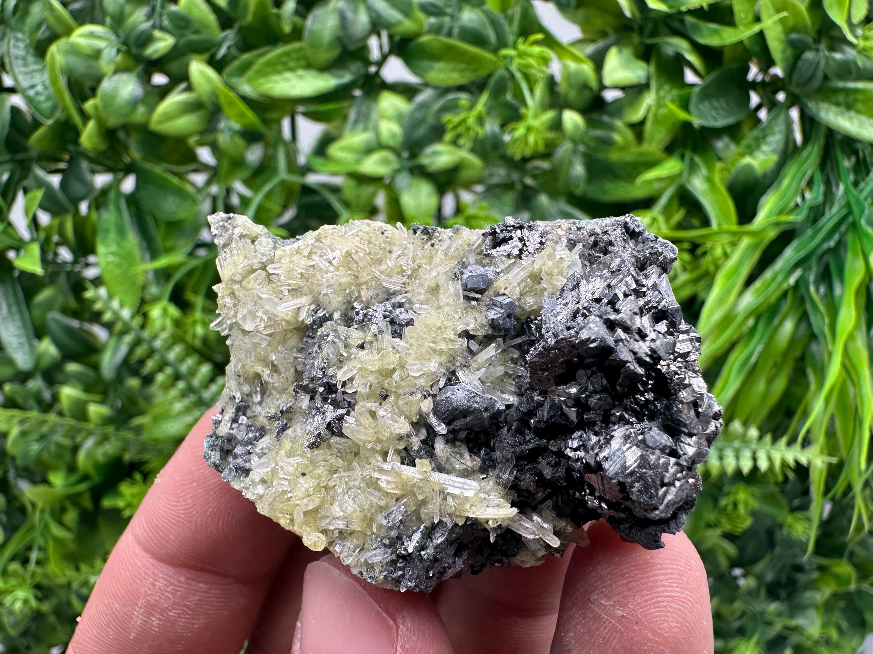 Sphalerite Galena on Quartz with Epidote, Bulgaria Mineral Specimen