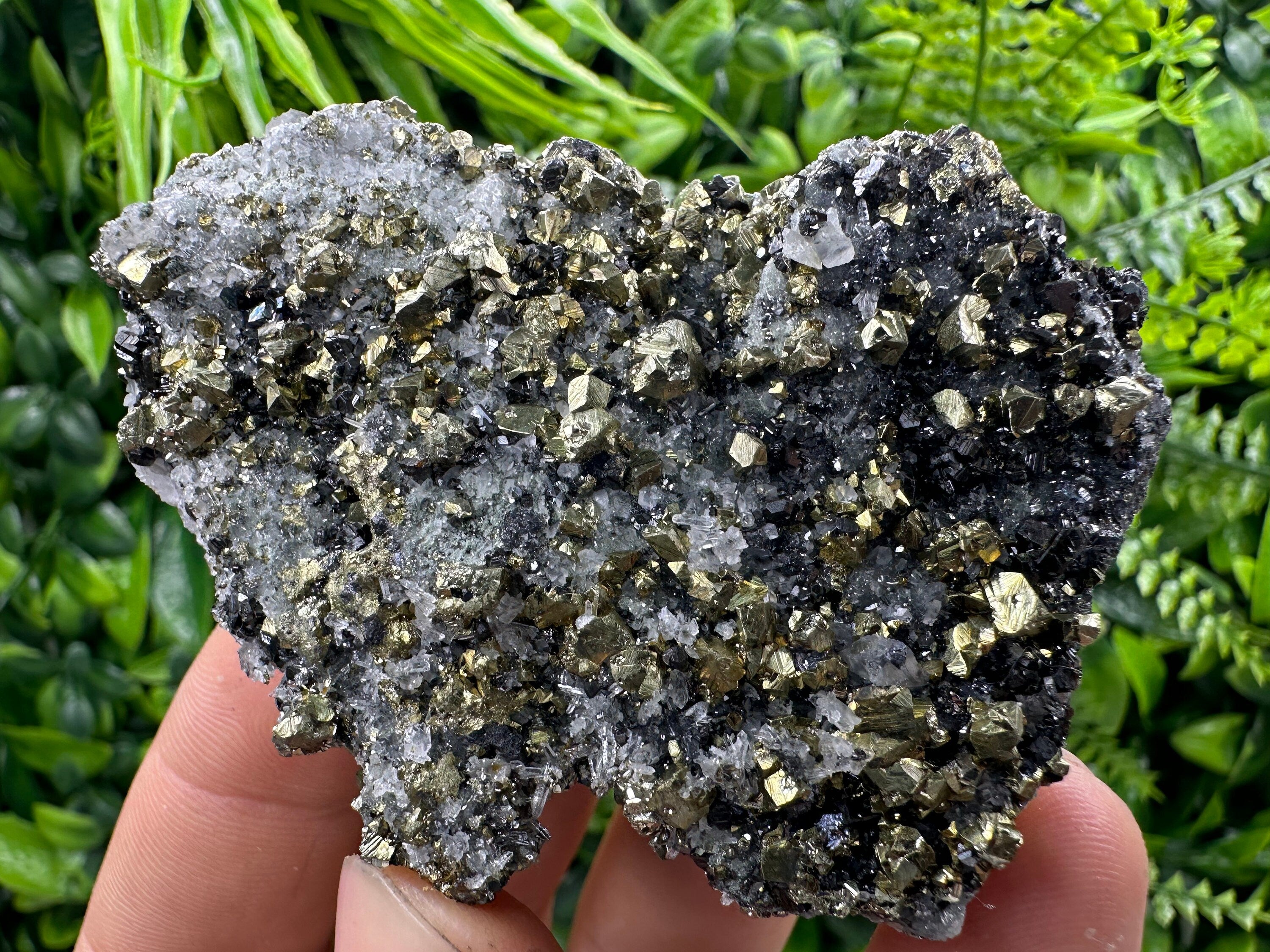 Chalcopyrite with Sphalerite on Quartz, Bulgaria Mineral Specimen