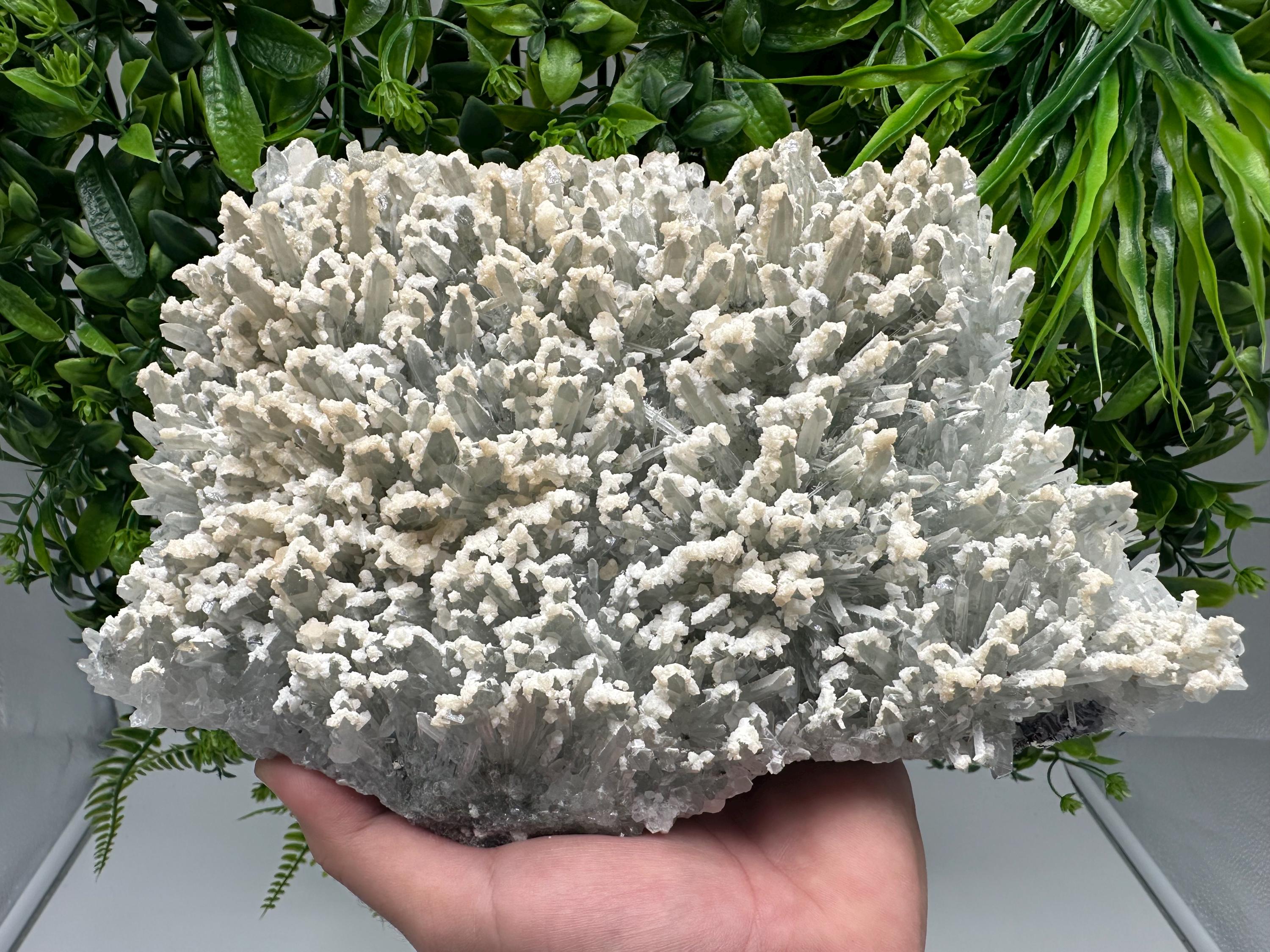 Quartz with Calcite Cluster: Krushev Dol Mine, Bulgaria