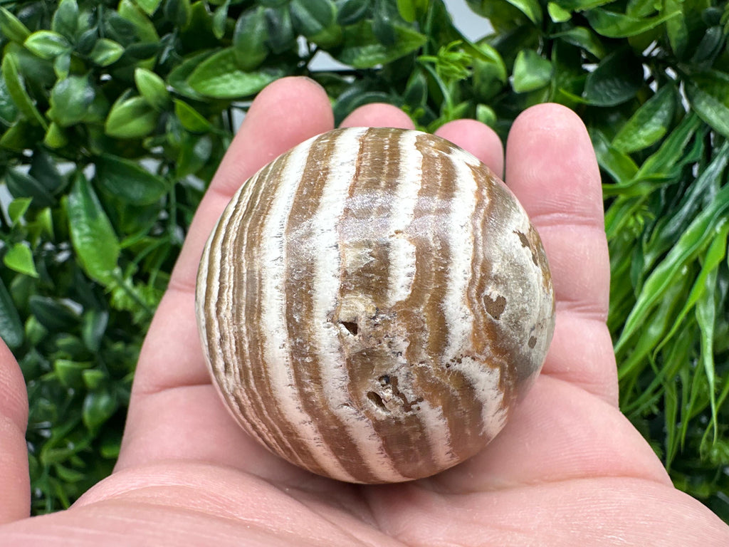 Polished Aragonite Stone Sphere: Handmade Home Decor, Healing Crystal Ball