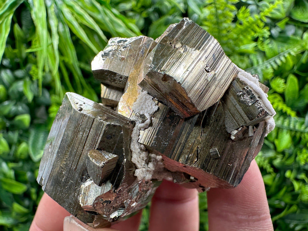Rainbow Pyrite with Calcite: Natural Mineral Souvenir, Bulgaria