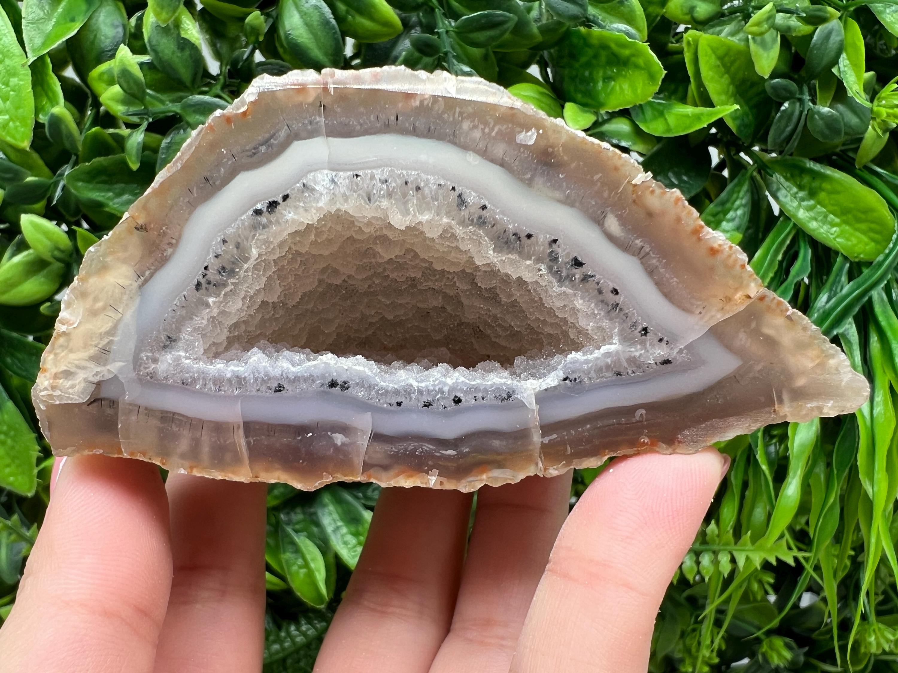 Natural Agate Druzy Geode, Quartz Crystal