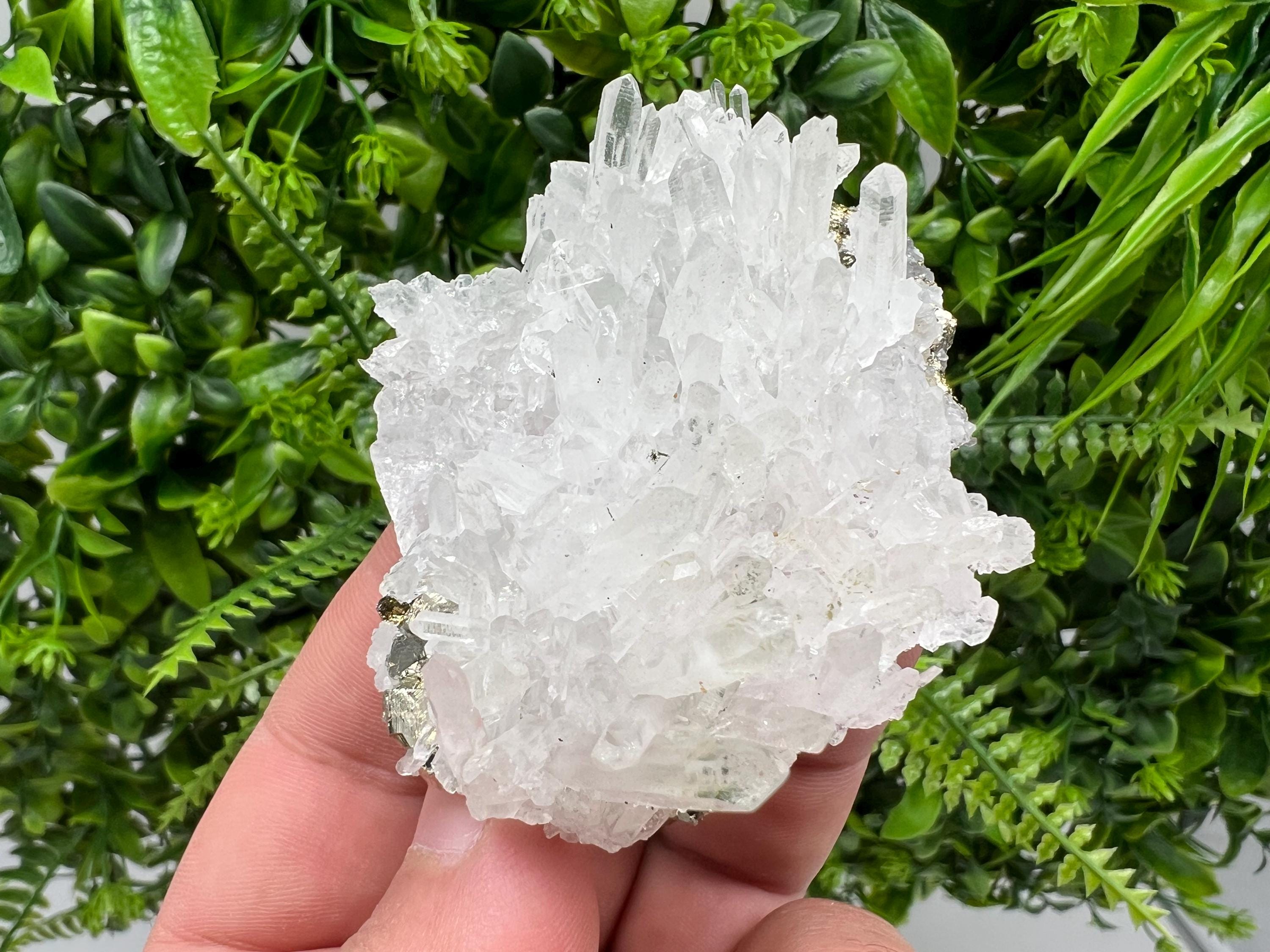 Transparent Chlorite Quartz Crystal Cluster - Madan, Bulgaria