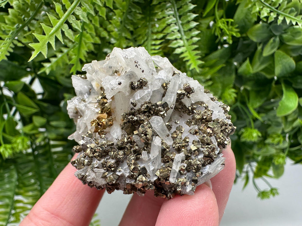 Pyrite on Quartz, Calcite Mineral Specimen, Borieva Mine, Bulgaria
