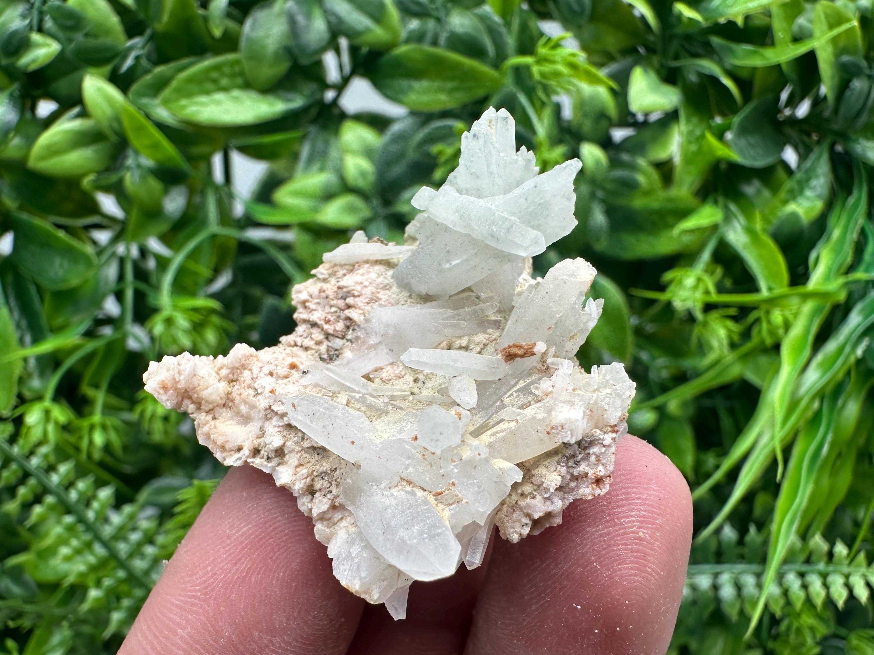 Green Quartz on Rhodochrosite Matrix, Madan Bulgaria Mineral Specimen