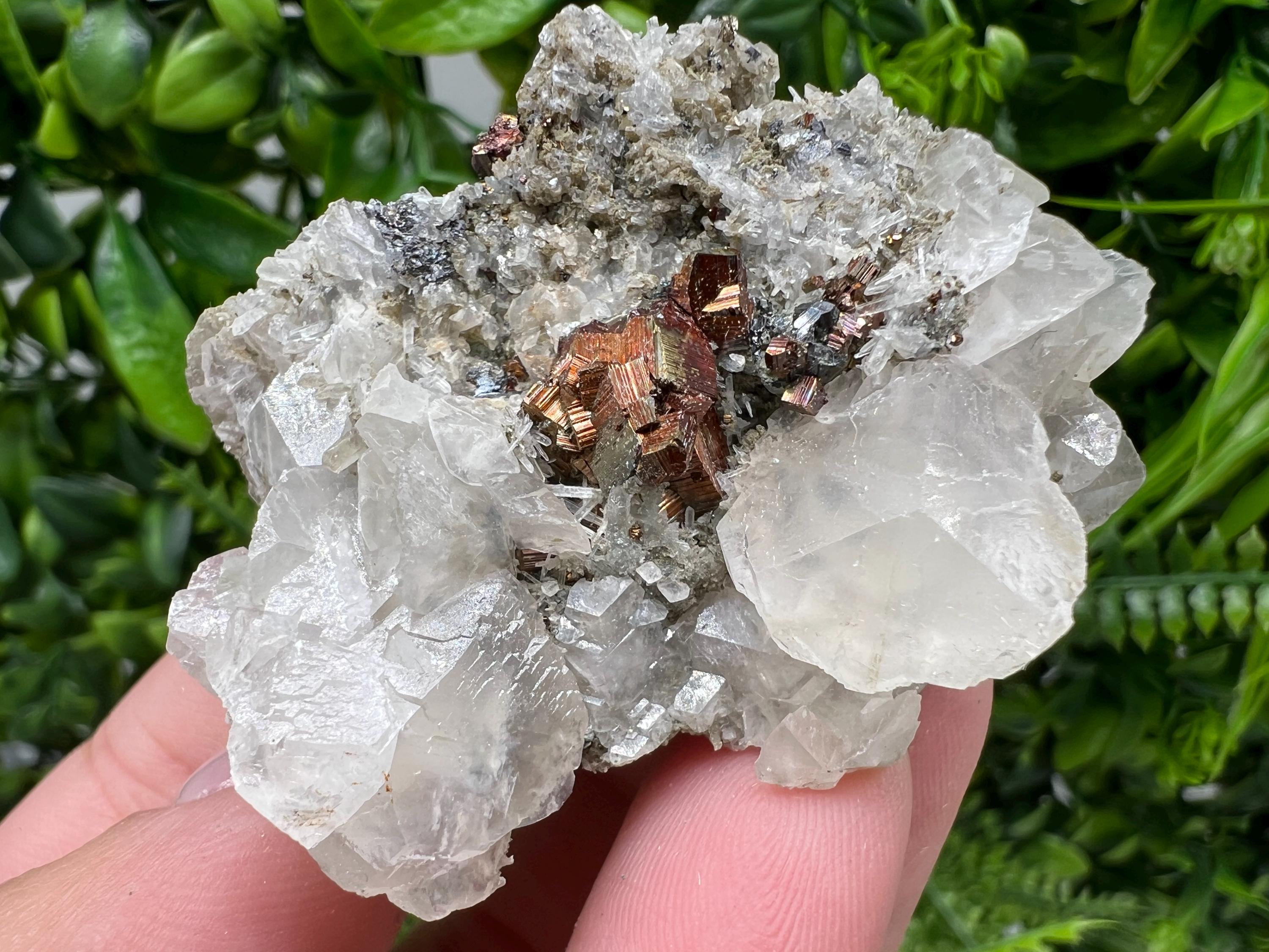 Wonderful Red Pyrite,Calcite on Quartz from Borieva mine,Madan,Bulgaria,natural,collectible mineral specimen,home decor stone,gift minerals