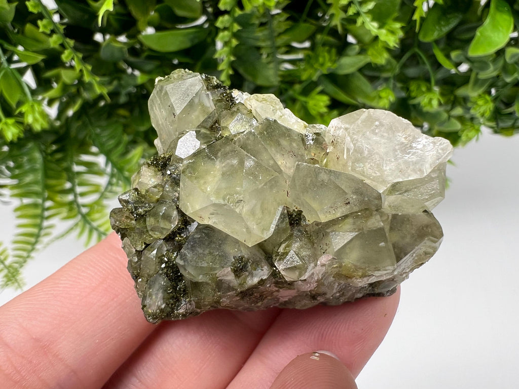 Sparkly Green Epidote with Quartz Crystals, Eastern Anatolian Mineral Decor