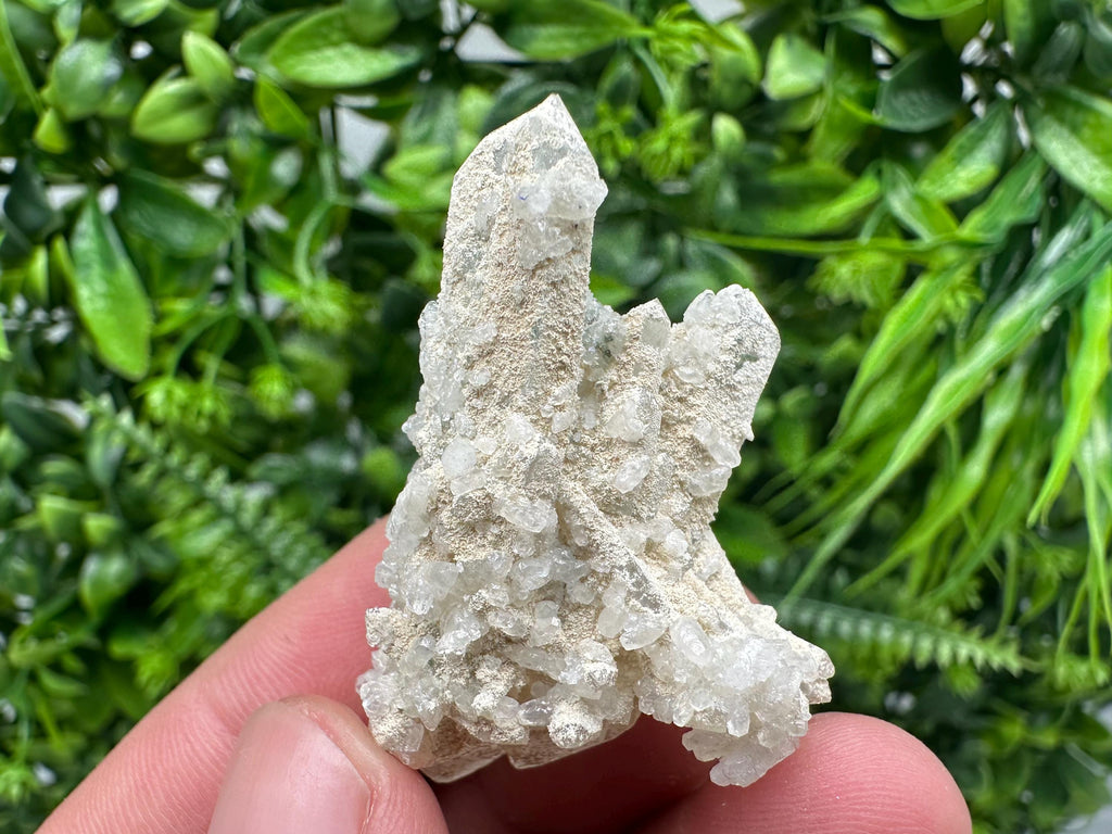 Calcite on Quartz Crystal: Borieva Mine, Bulgaria