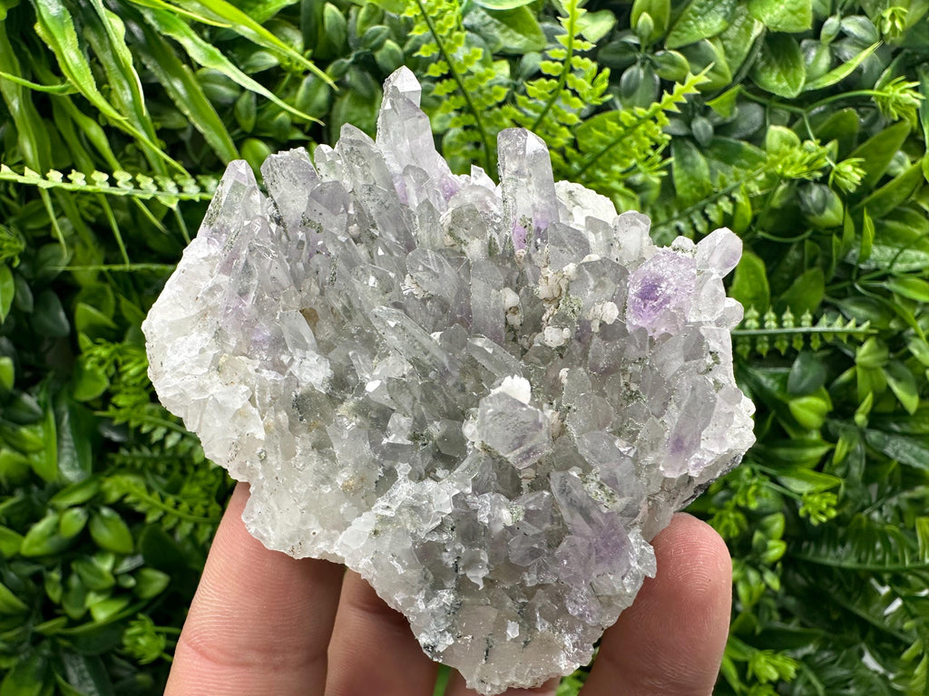 Amethyst Quartz Cluster with Calcite and Chlorite, Bulgaria Mineral Specimen