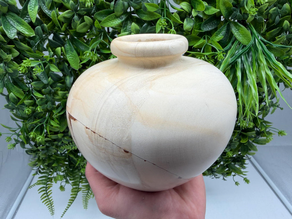 Natural Landscape Jasper Stone Vase – Scenic Earth Tones, Crystal Decor