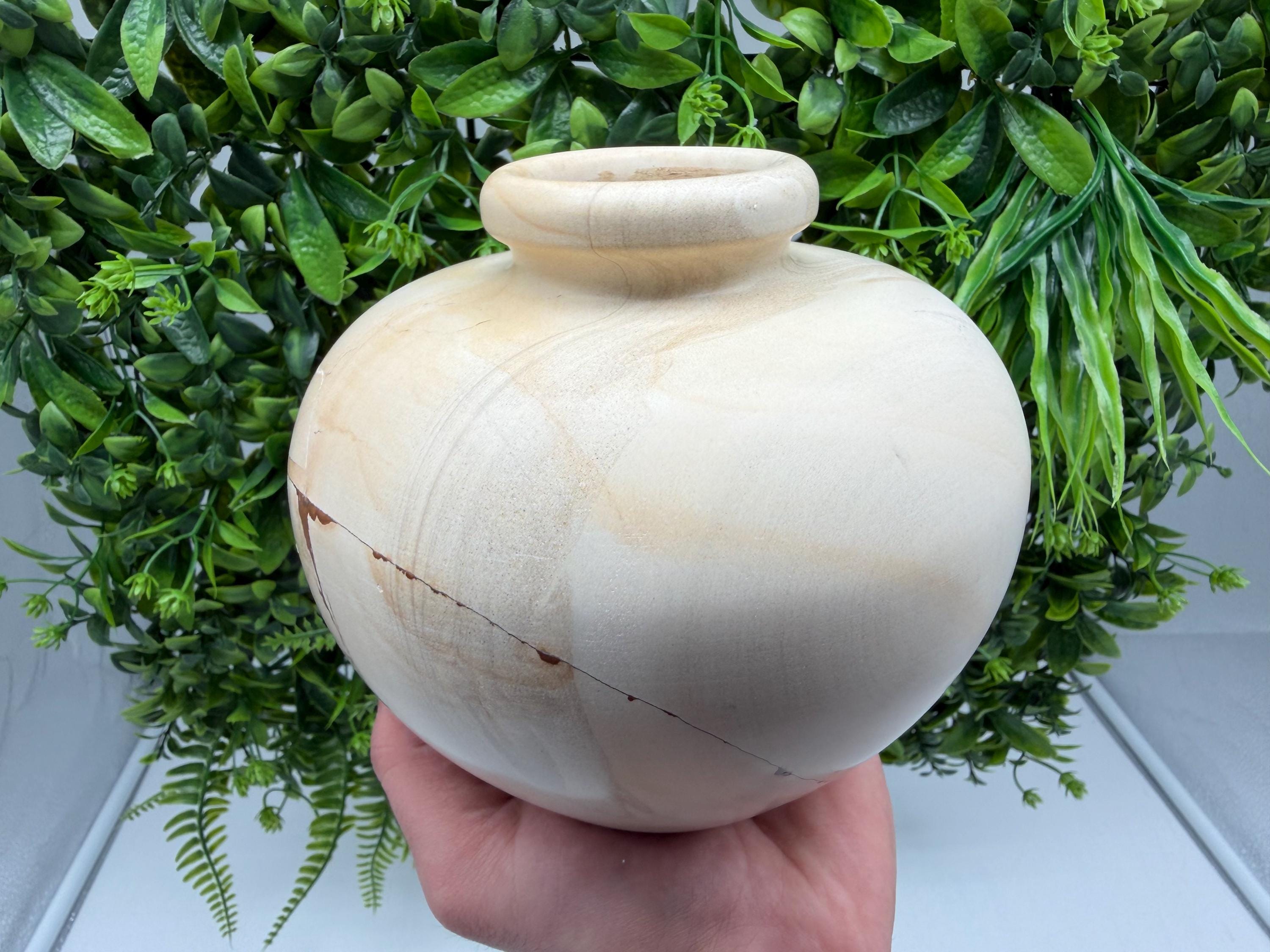 Natural Landscape Jasper Stone Vase – Scenic Earth Tones, Crystal Decor
