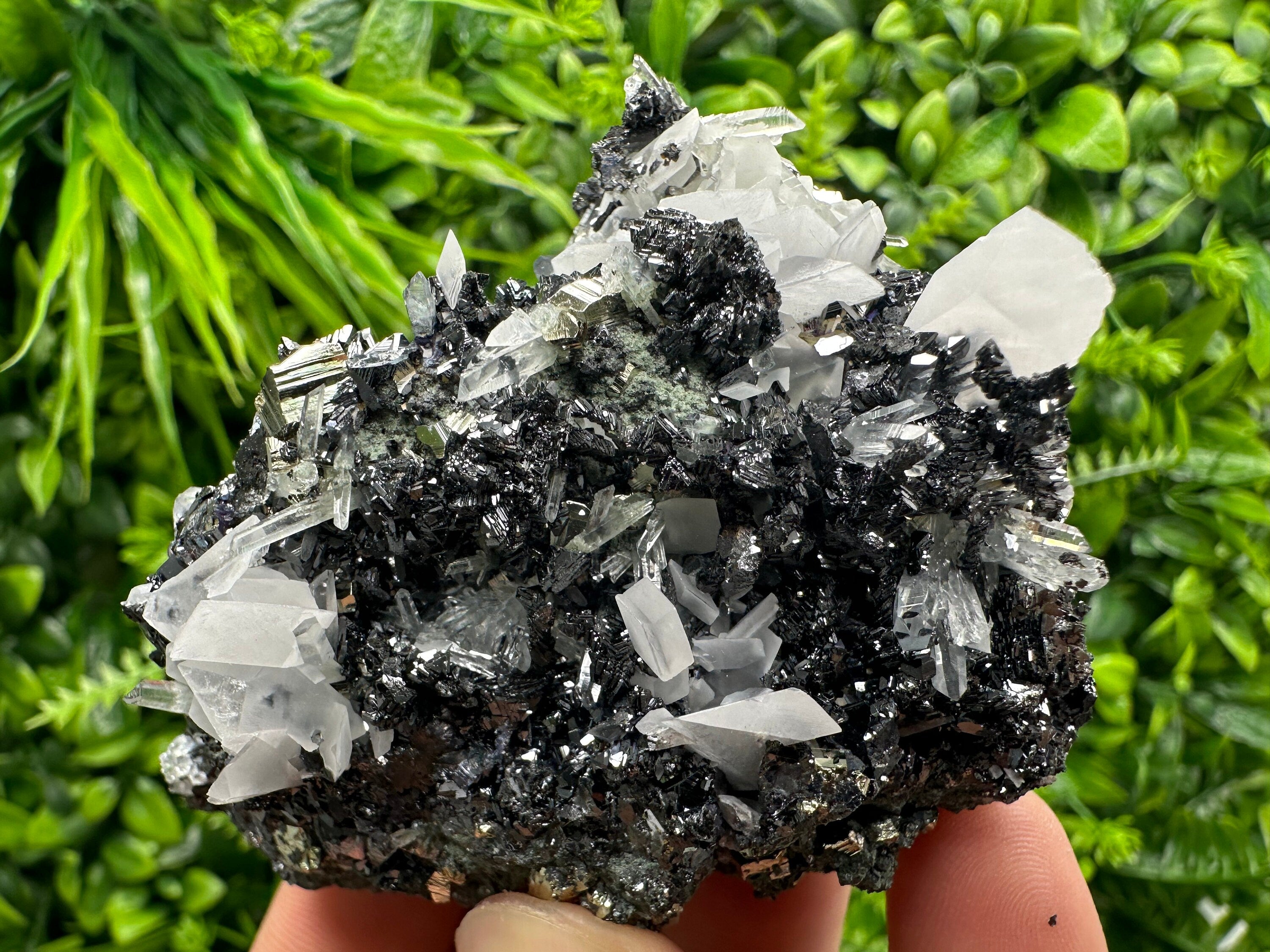Pyrite Calcite on Sphalerite with Quartz, Borieva Mine Mineral Specimen