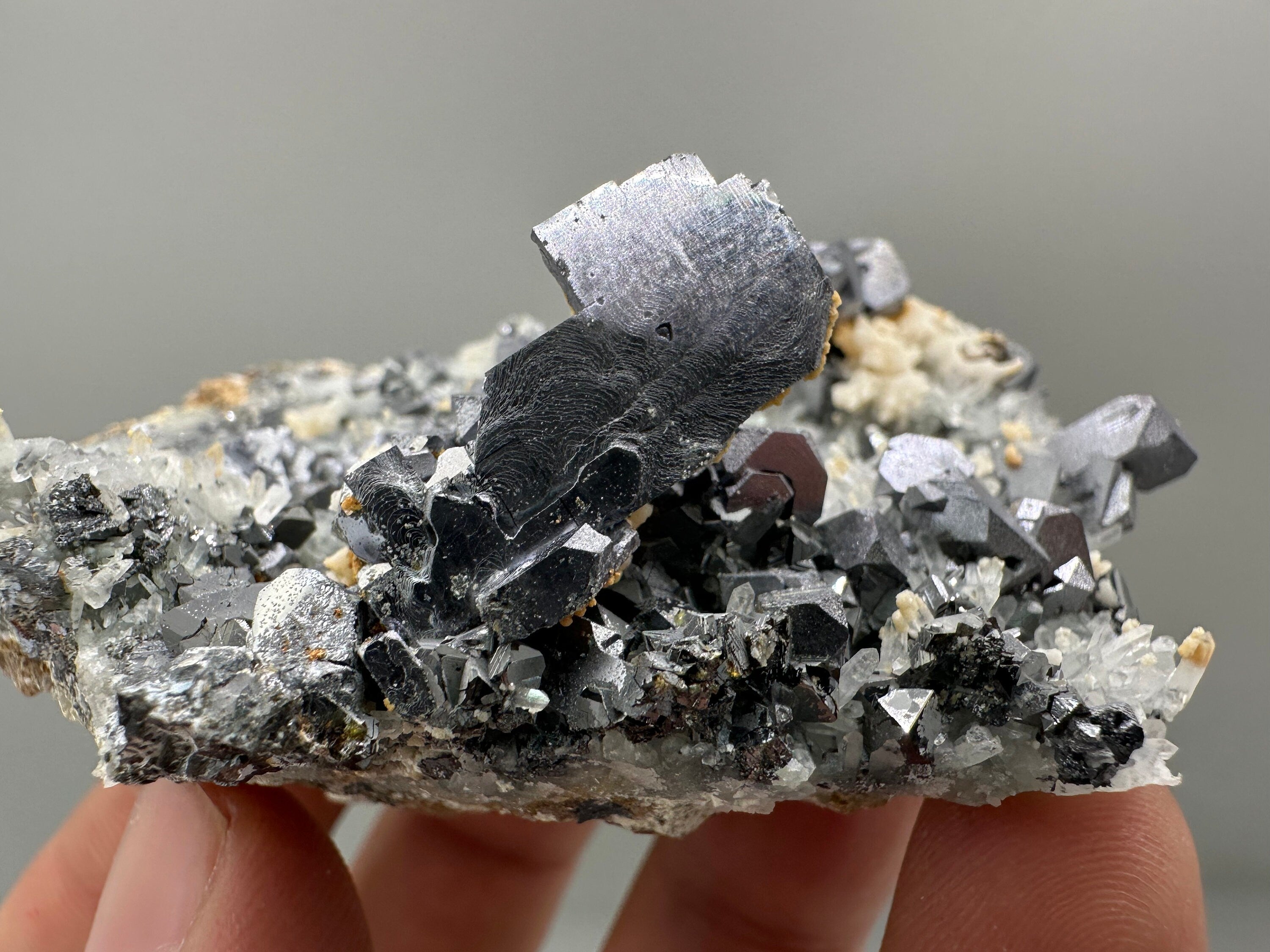 Skeletal Galena Mineral Specimen: Shiny Crystal Stone, Bulgaria