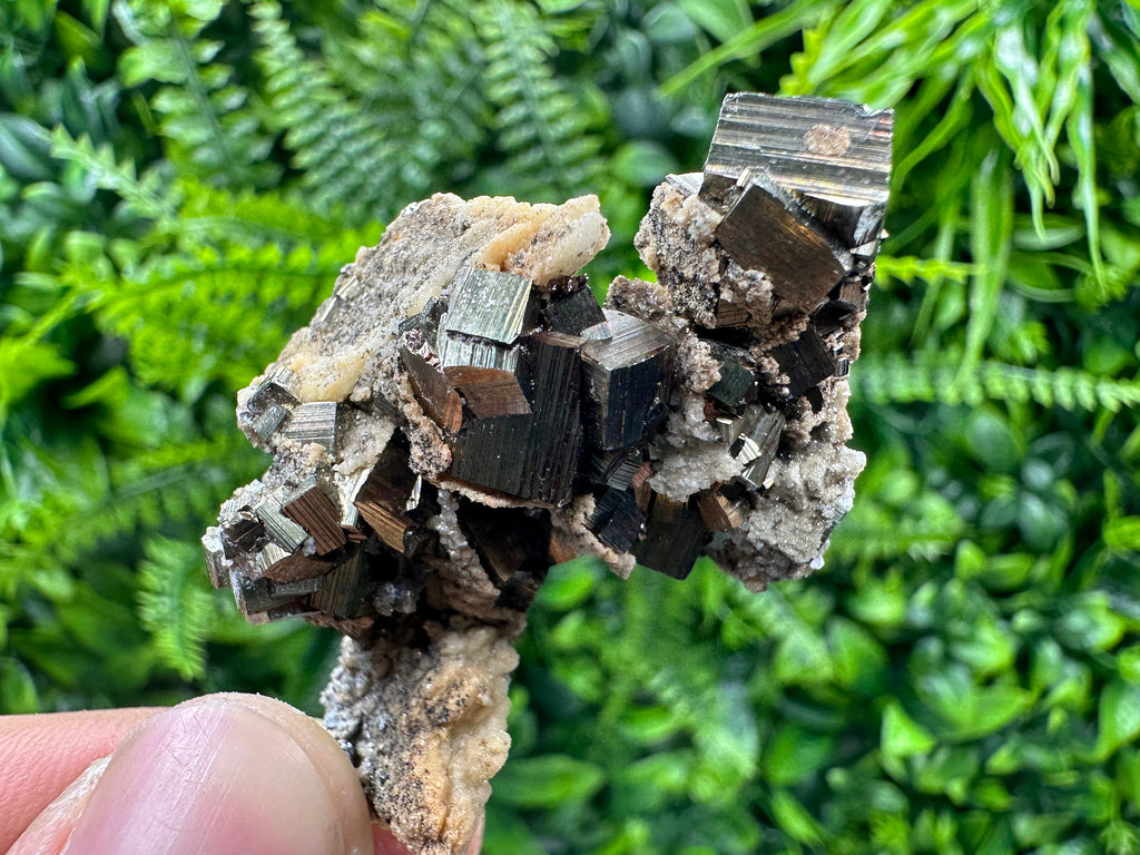 Pyrite with Hematite on Calcite Mineral Specimen, Madan Bulgaria