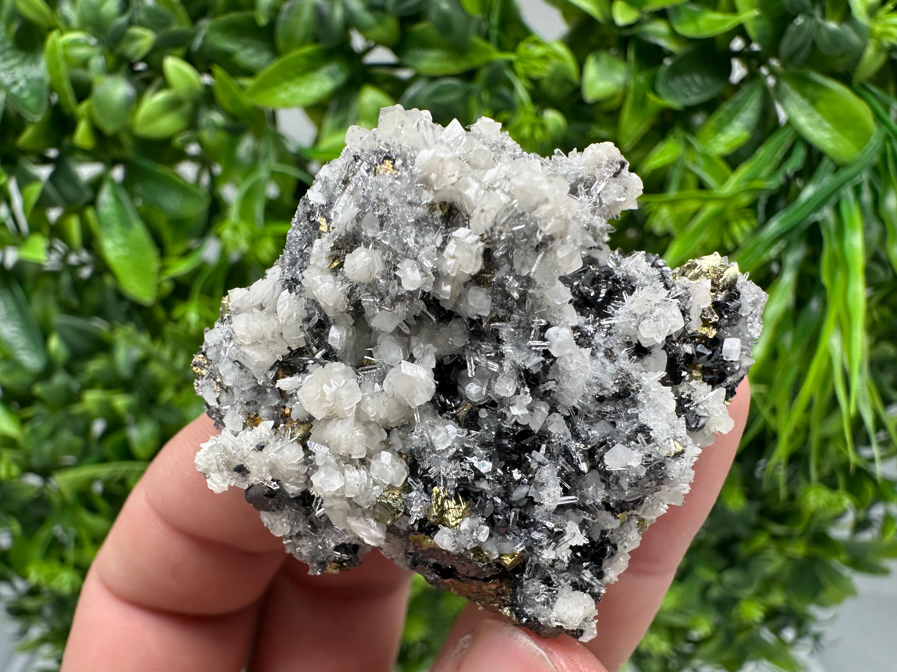 Wonderful Chalcopyrite Galena on Quartz whit Chlorite natural minerals souvenir crystal gift home decor stone Borieva mine Madan Bulgaria