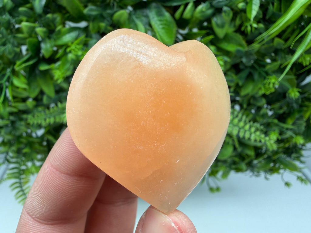 Orange Selenite Heart Crystal with Angel Wings – Spiritual Protection Stone
