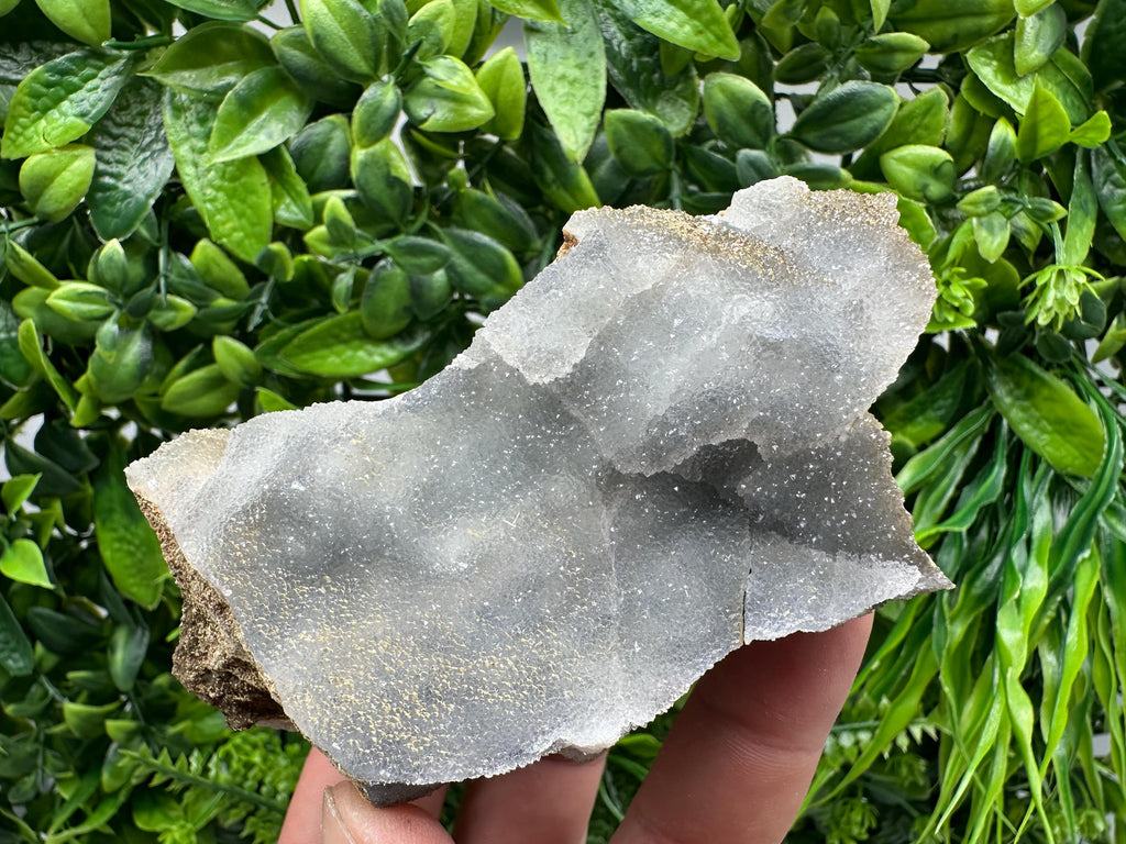 Blue Chalcedony Quartz with Chlorite Inclusions, Bulgarian Mineral Specimen