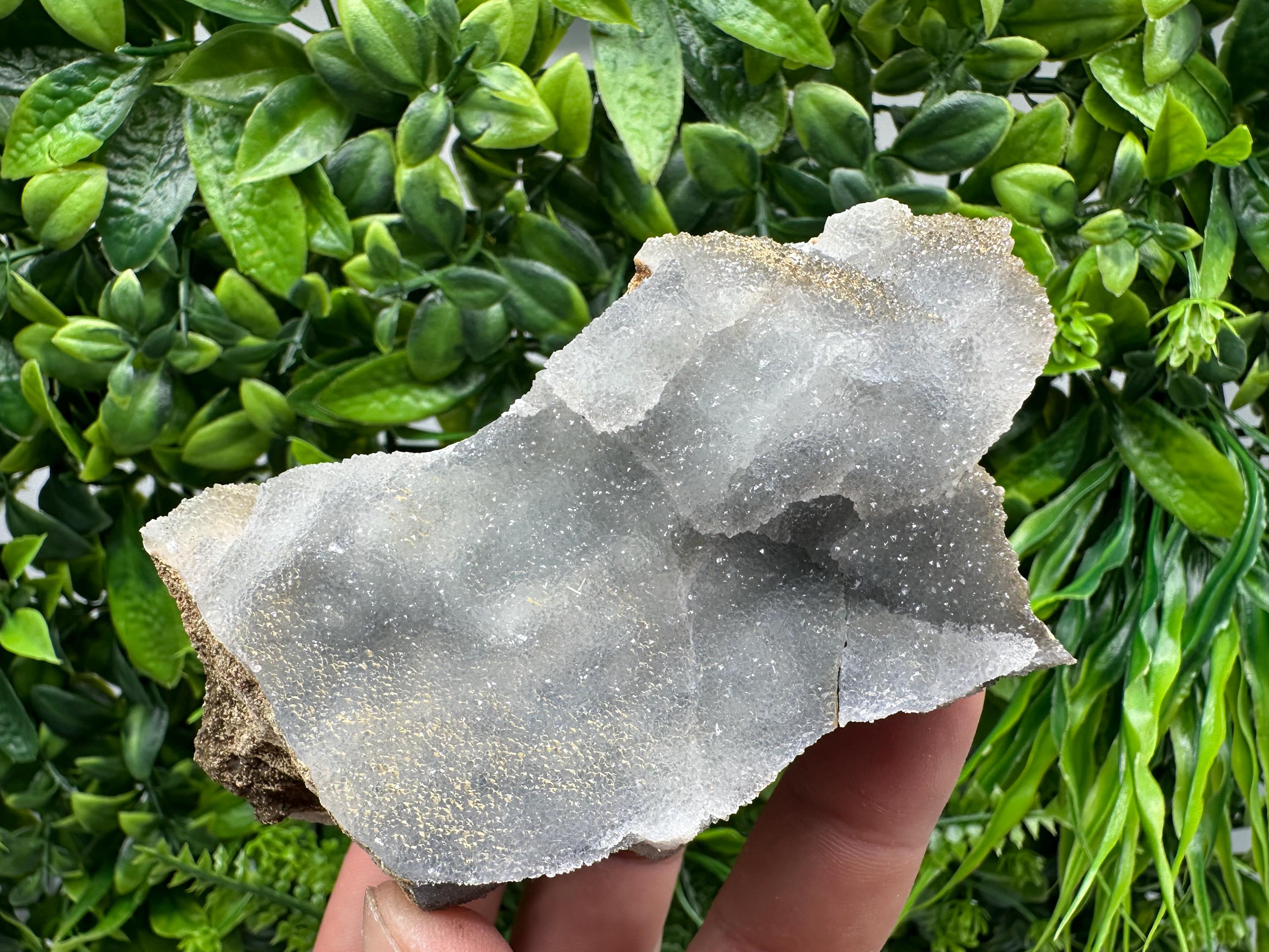 Blue Chalcedony Quartz with Chlorite Inclusions, Bulgarian Mineral Specimen