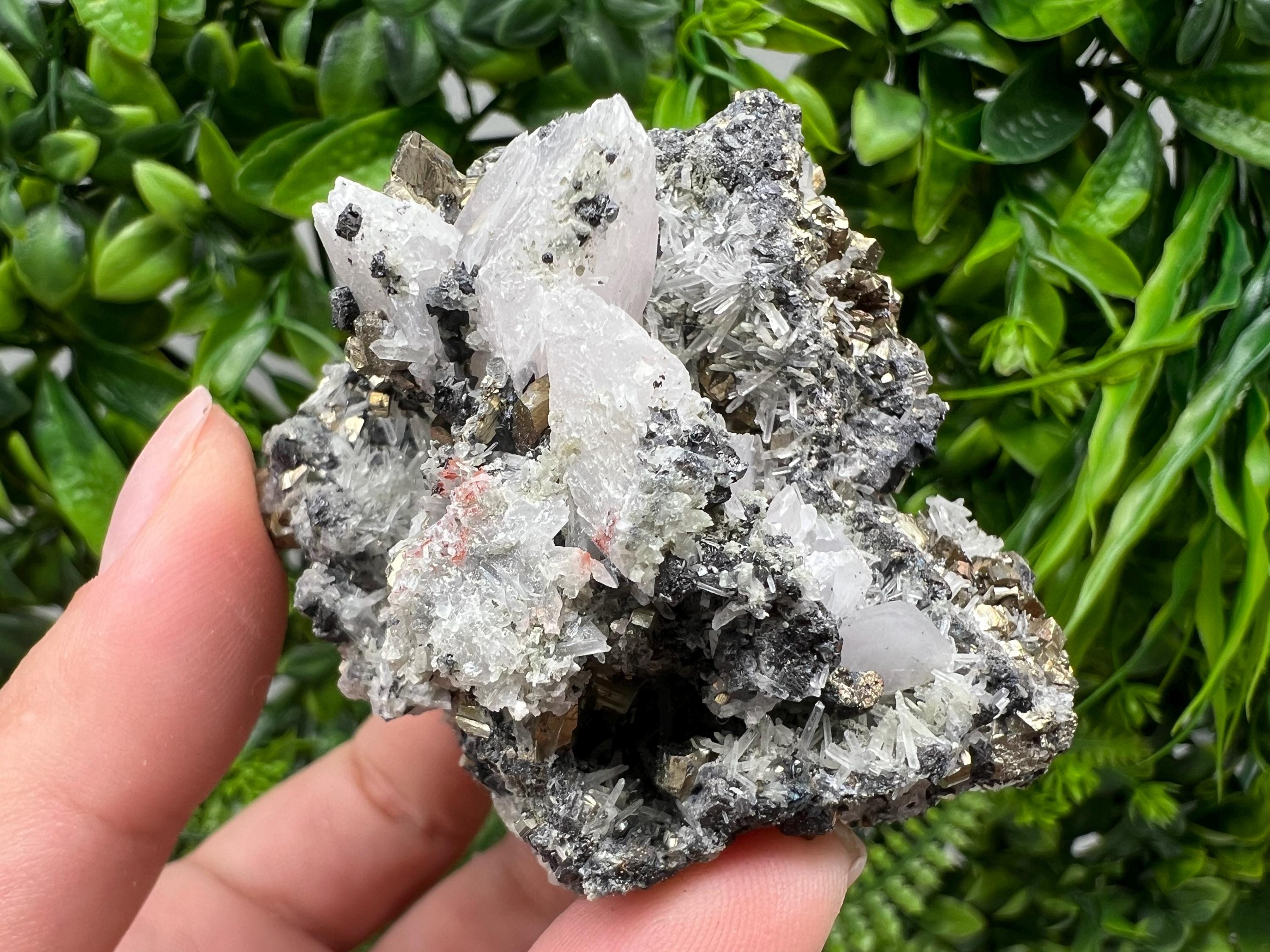 Pyrite Quartz Calcite Specimen: Borieva Mine Mineral Collection