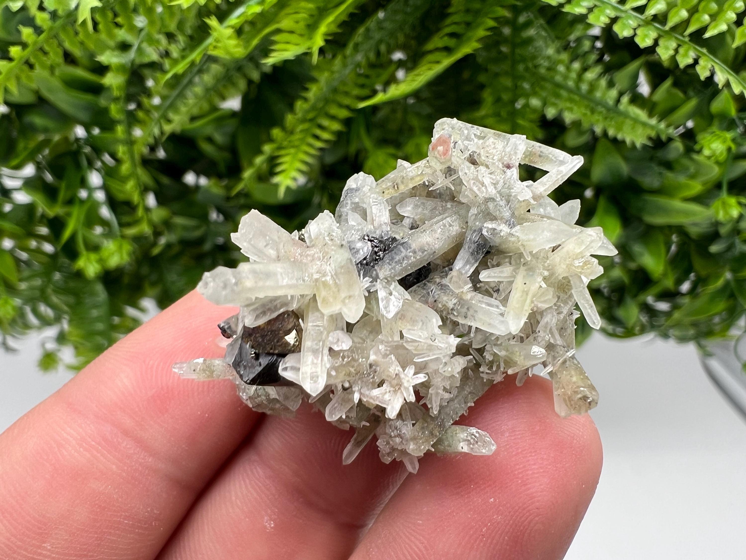 Sphalerite Chalcopyrite on Green Quartz with Hematite, Bulgaria Mineral Specimen