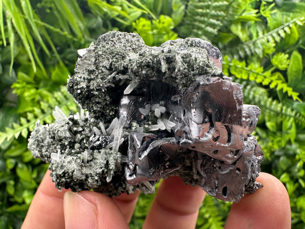 Galena on Sphalerite and Quartz: Borieva Mine Crystal Decor