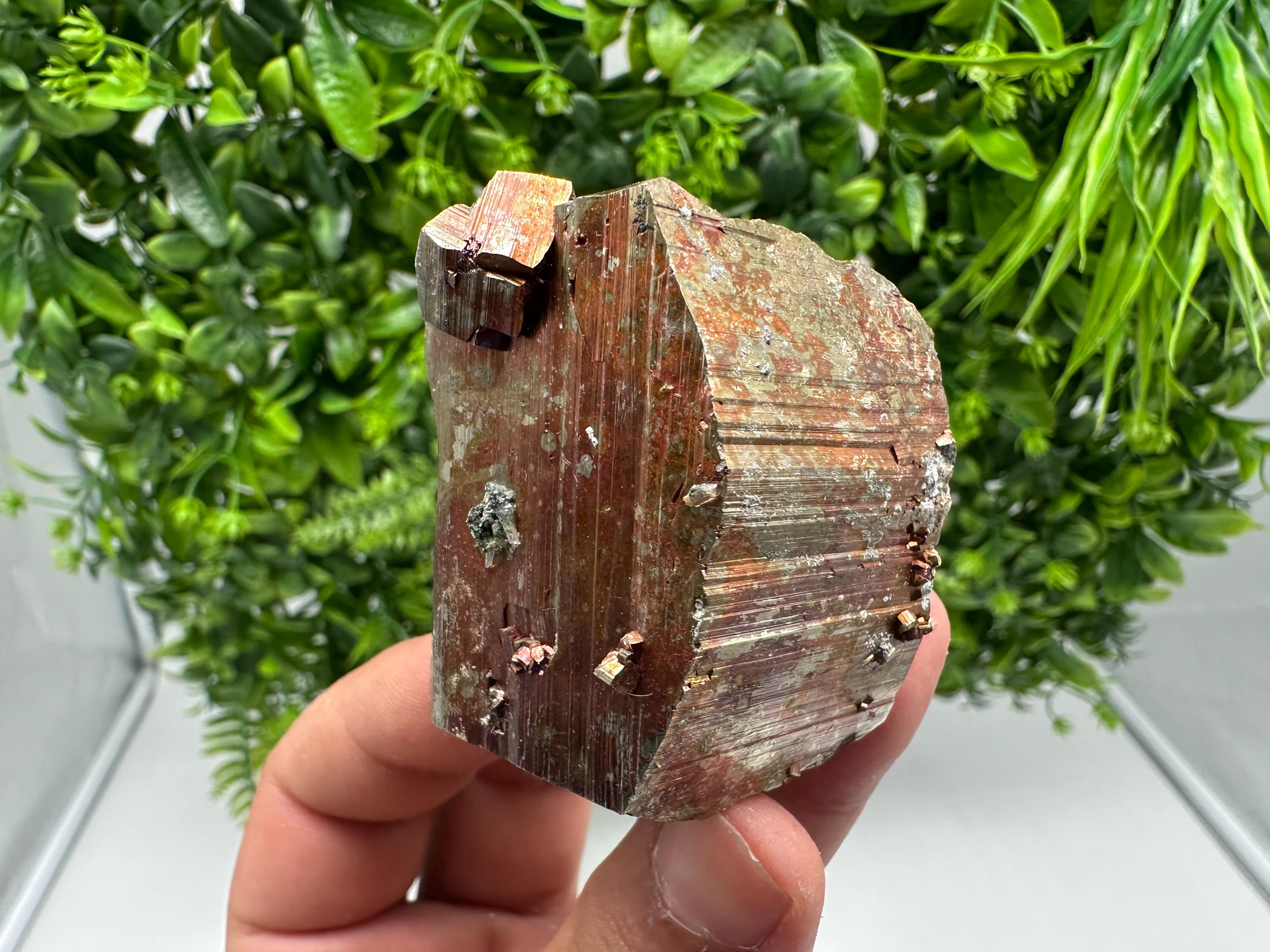 Rainbow Pyrite with Calcite, Natural Crystal Mineral Souvenir, Borieva Bulgaria