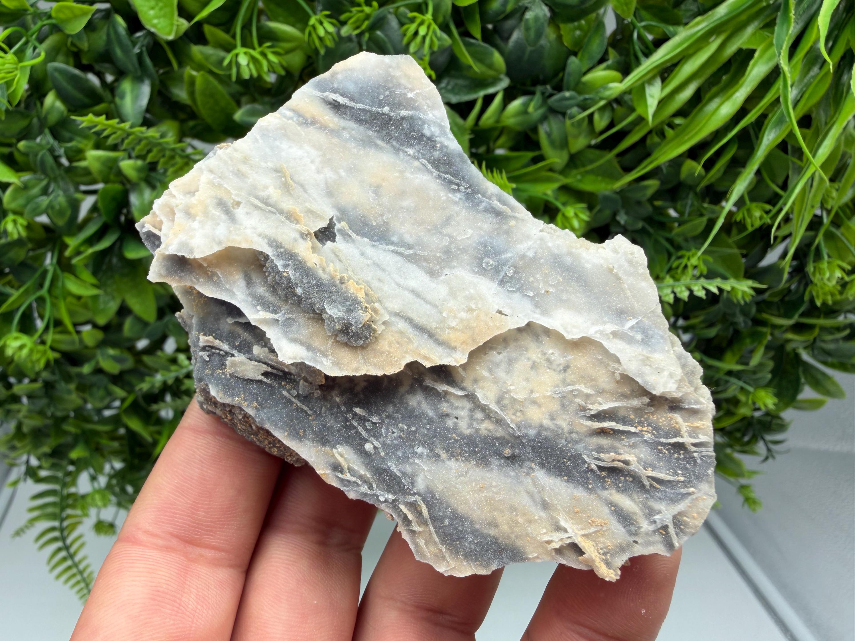 Blue Chalcedony Quartz with Chlorite Inclusions - Krushev Dol Mine Crystal
