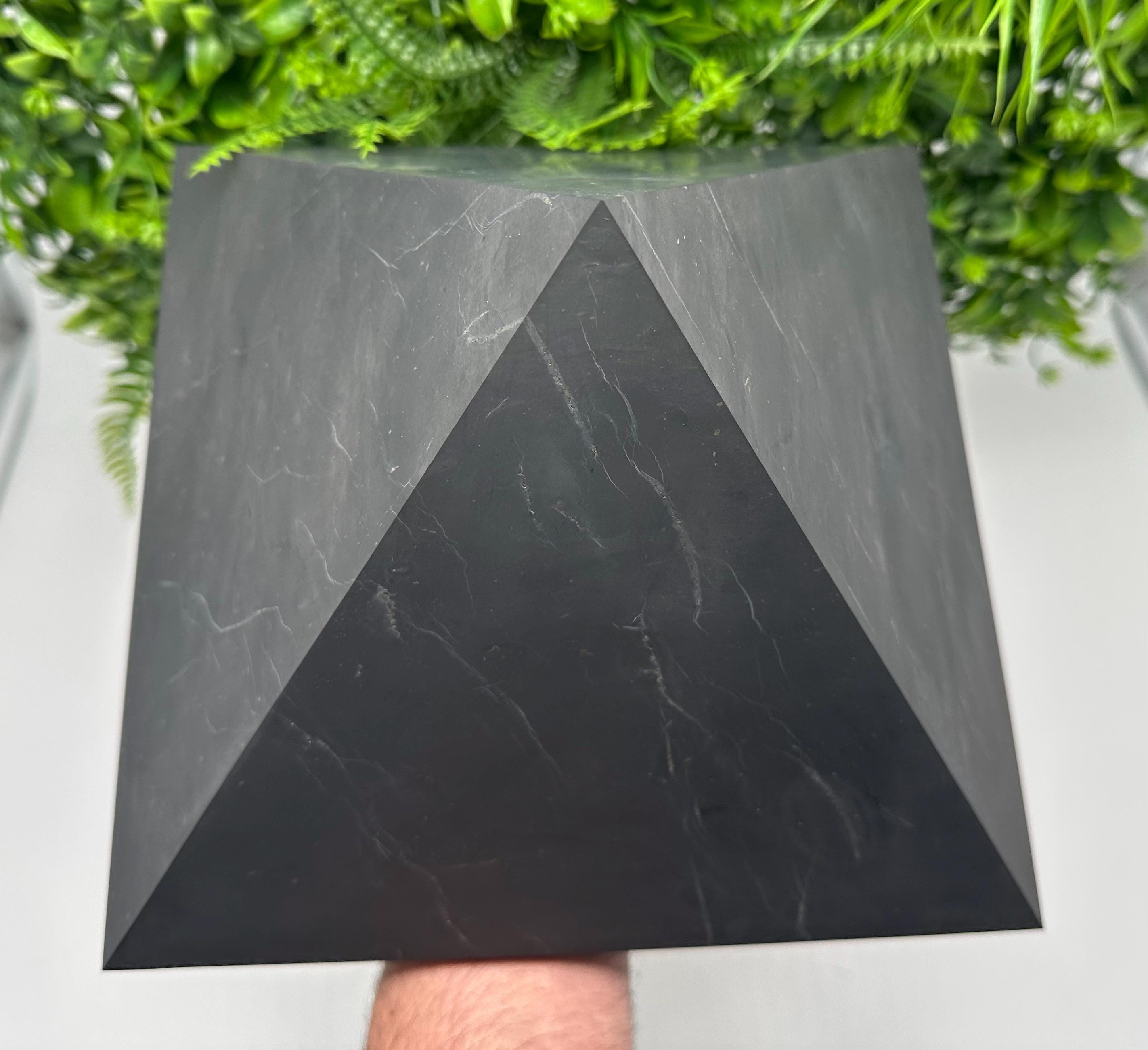 Large Unpolished Shungite Pyramid: EMF Protection, Sacred Stone (25cm)