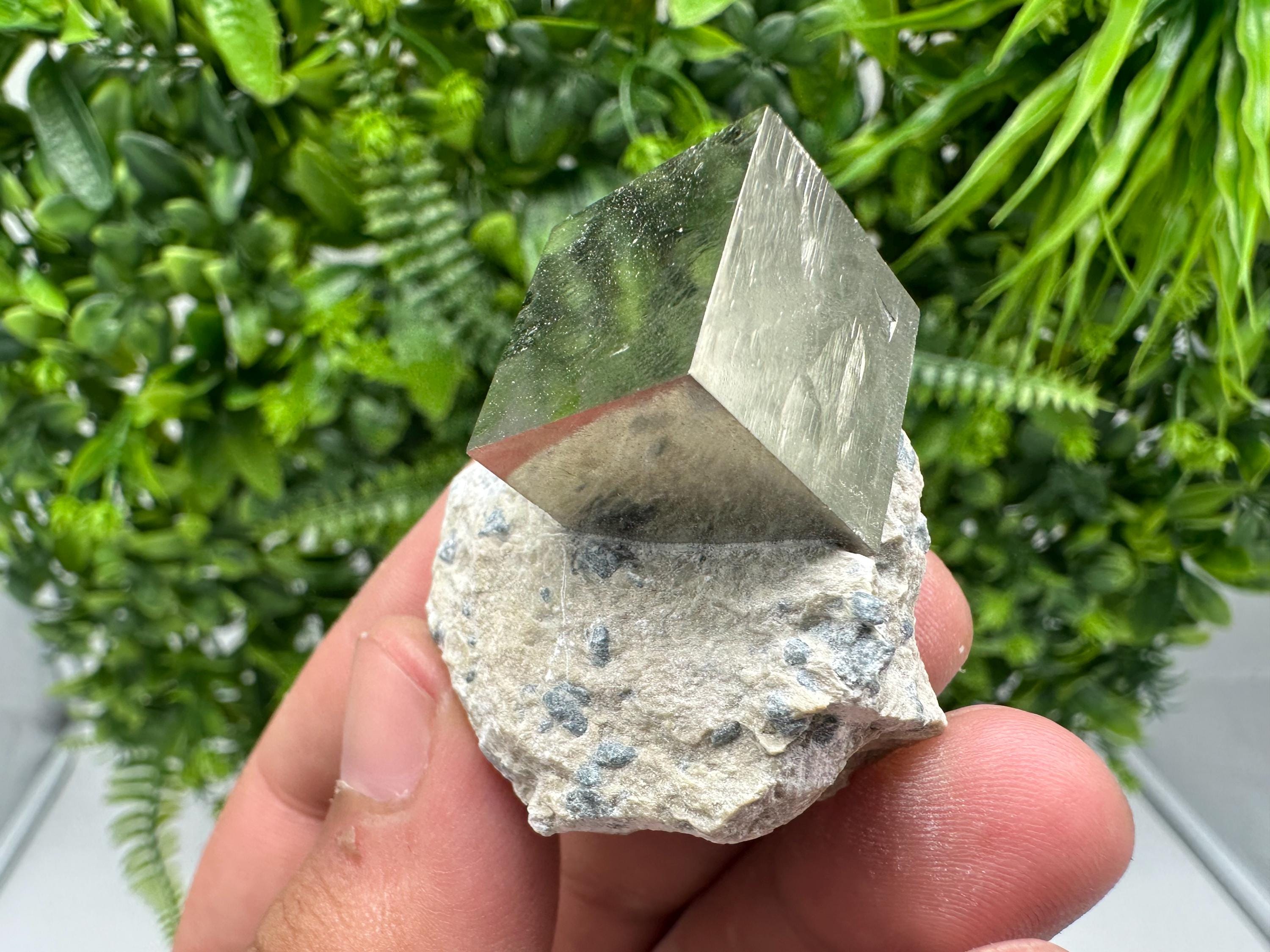 Large Pyrite Cube on Matrix, Navajun Spain, Shiny Home Decor Stone