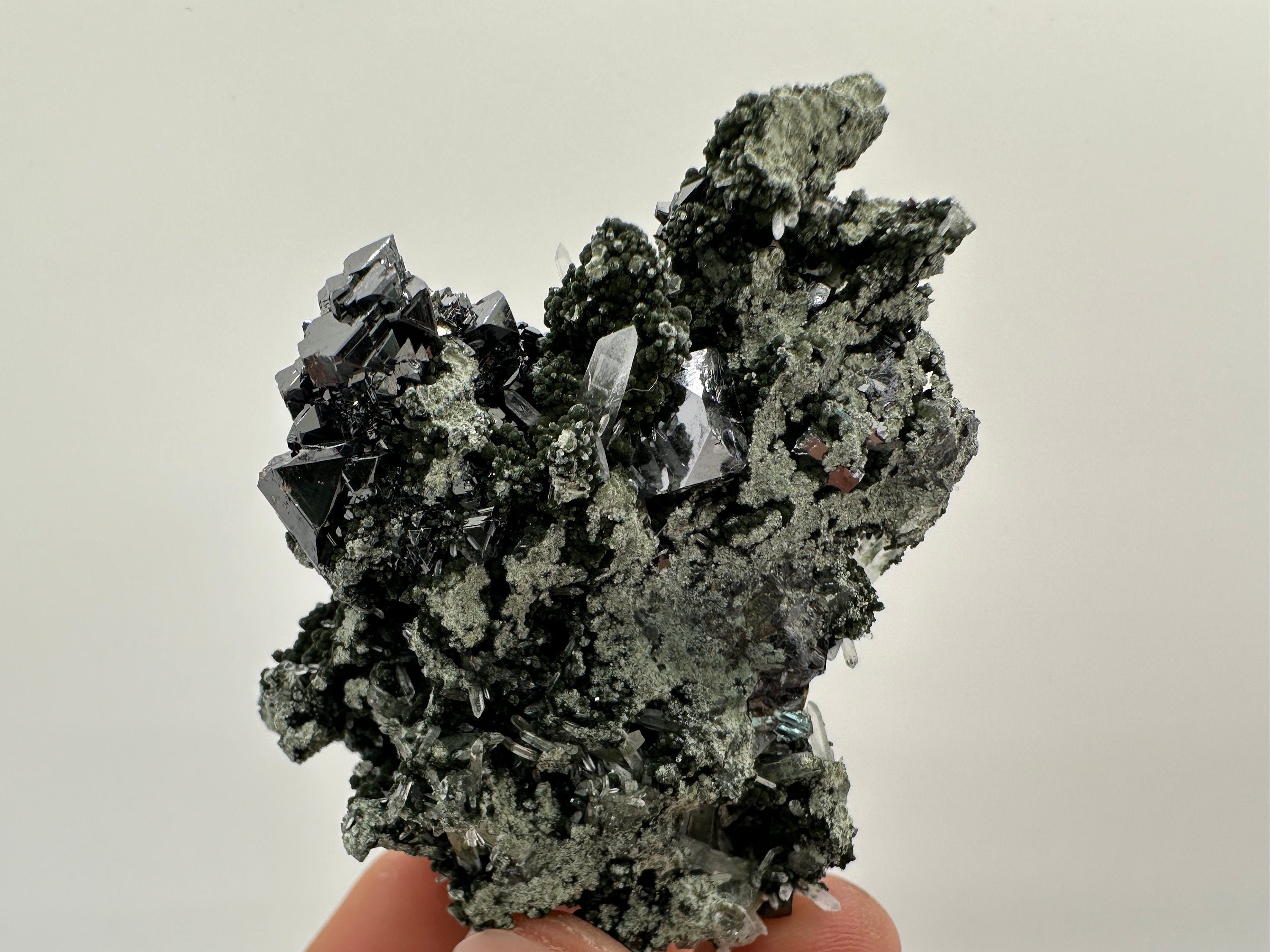 Sphalerite on Quartz Cluster, Natural Mineral Specimen, Home Decor Stone