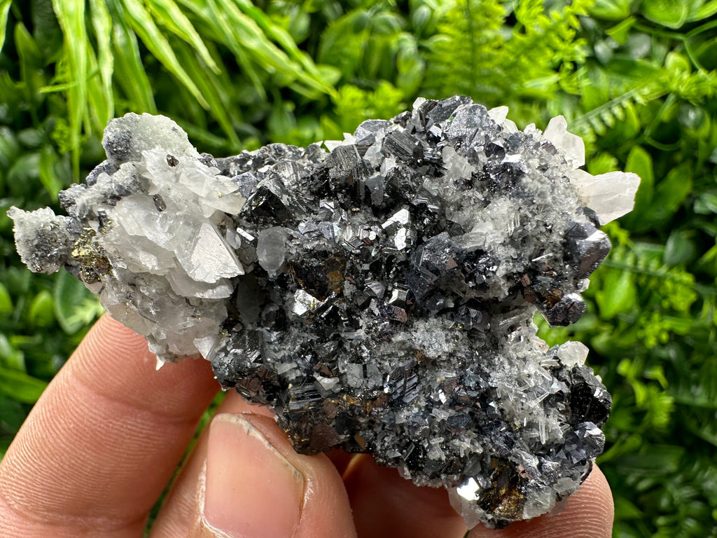 Shiny Galena, Sphalerite, Calcite on Quartz, Bulgaria Mineral Specimen