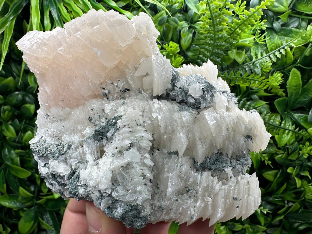 Calcite on Quartz Crystal: Borieva Mine, Bulgaria