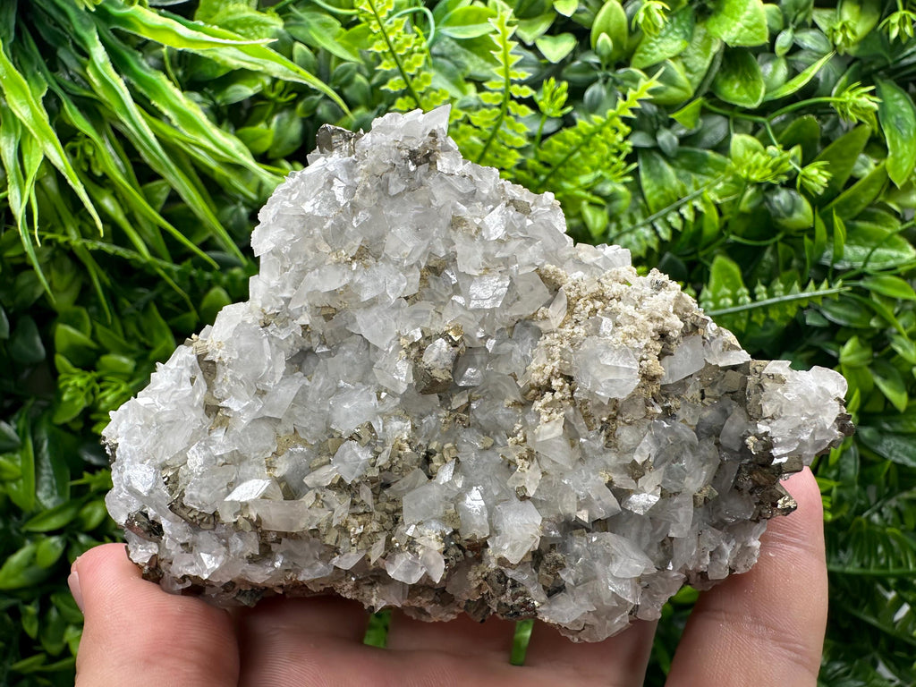 Rainbow Pyrite Cluster with Calcite - Borieva Mine, Bulgaria