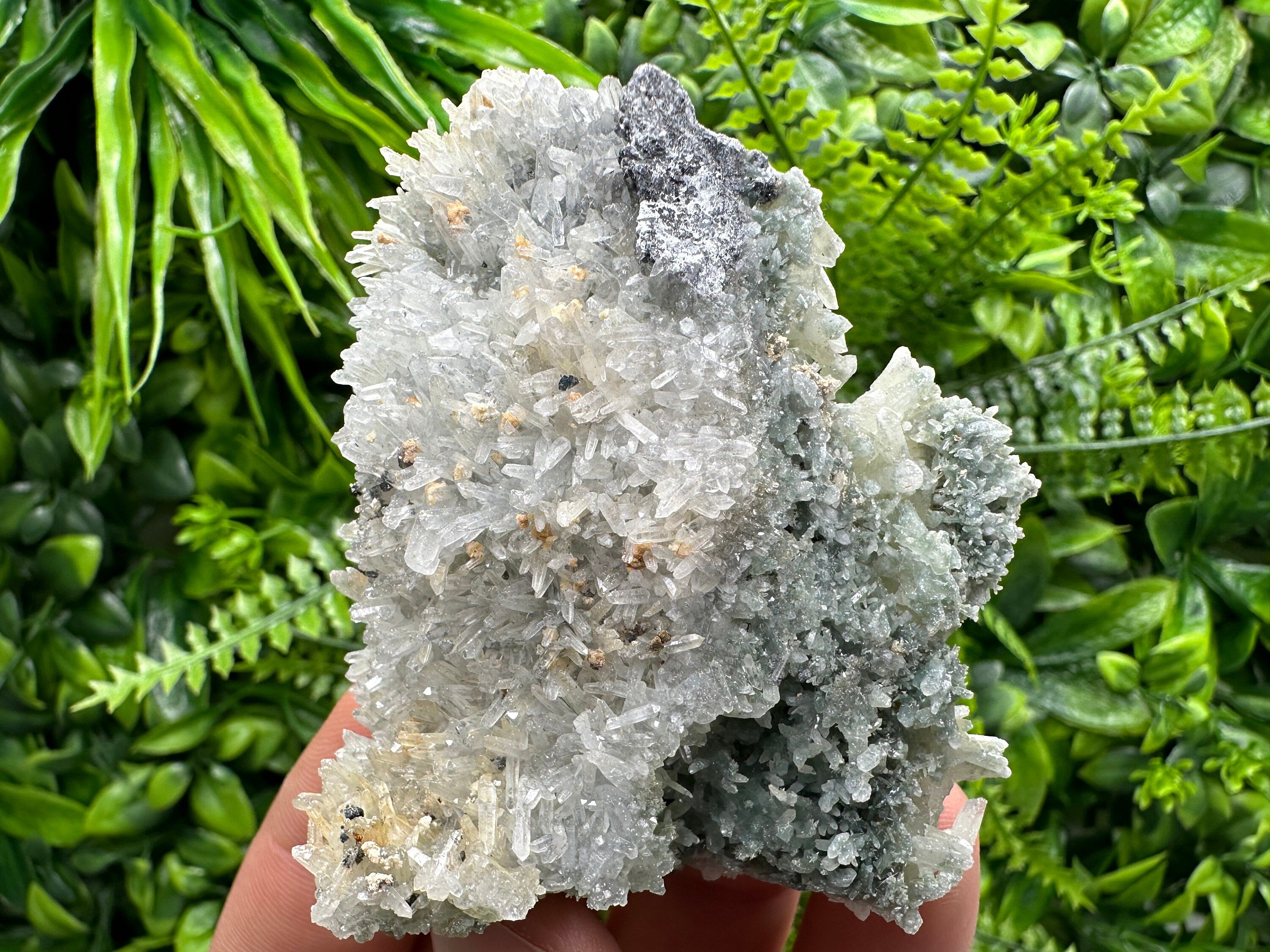 Chlorite Quartz Cluster: Bulgarian Mineral Specimen, Home Decor Stone