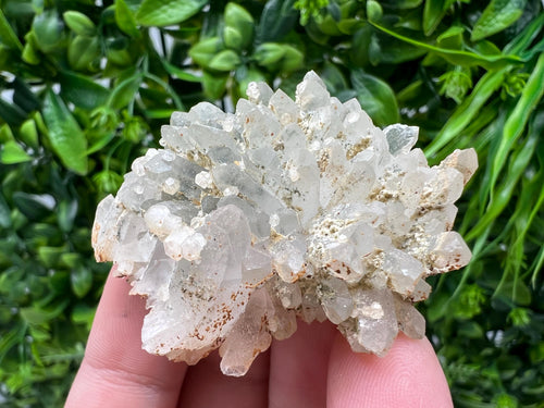 Calcite on Green Quartz: Djurcovo Mine, Bulgaria Healing Crystal