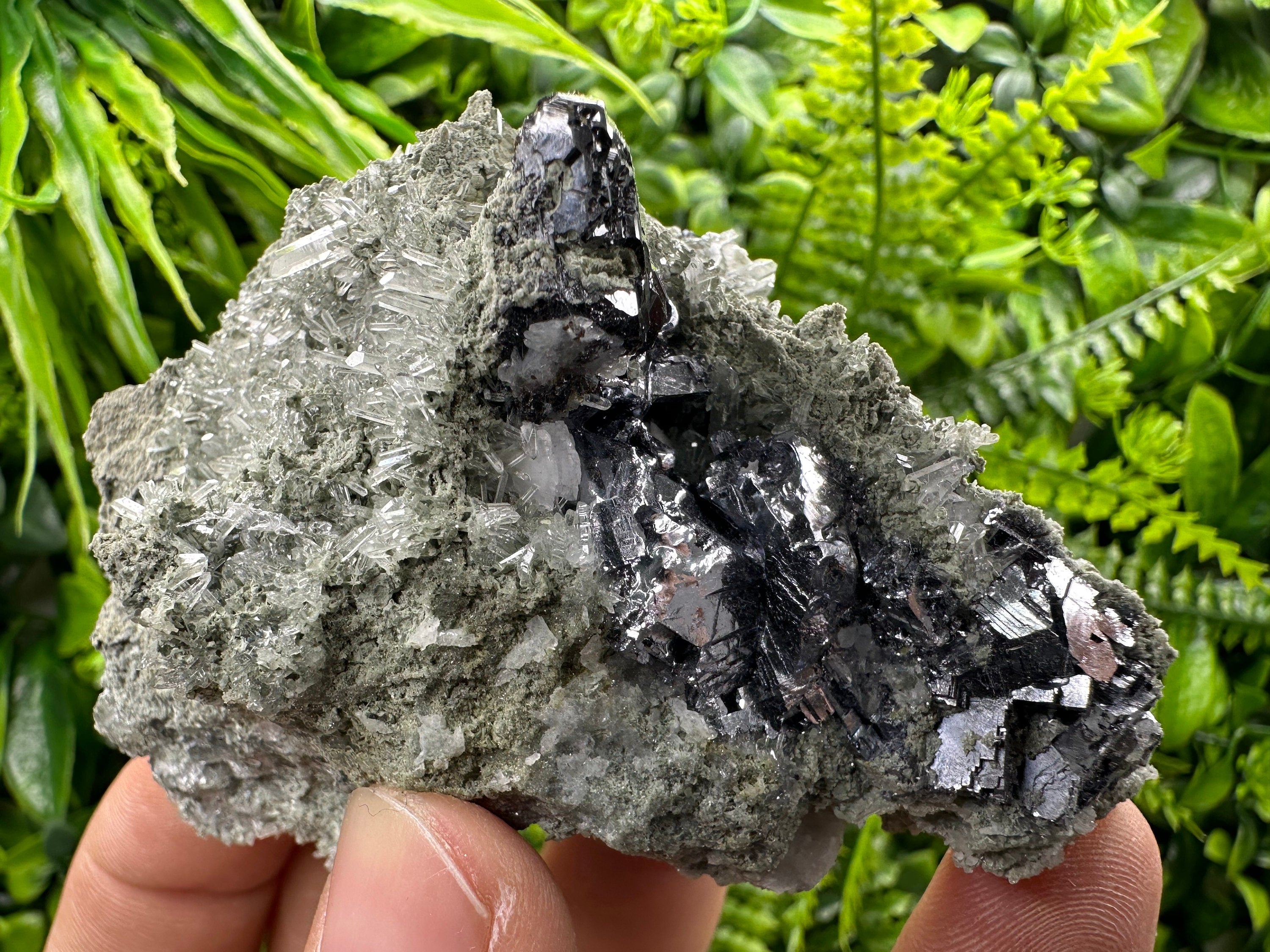 Galena Sphalerite on Quartz, Borieva Mine Mineral Specimen