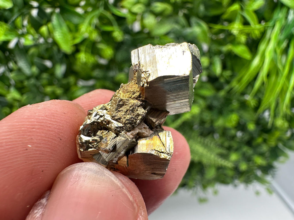 Rainbow Pyrite with Calcite, Natural Mineral Specimen, Bulgaria