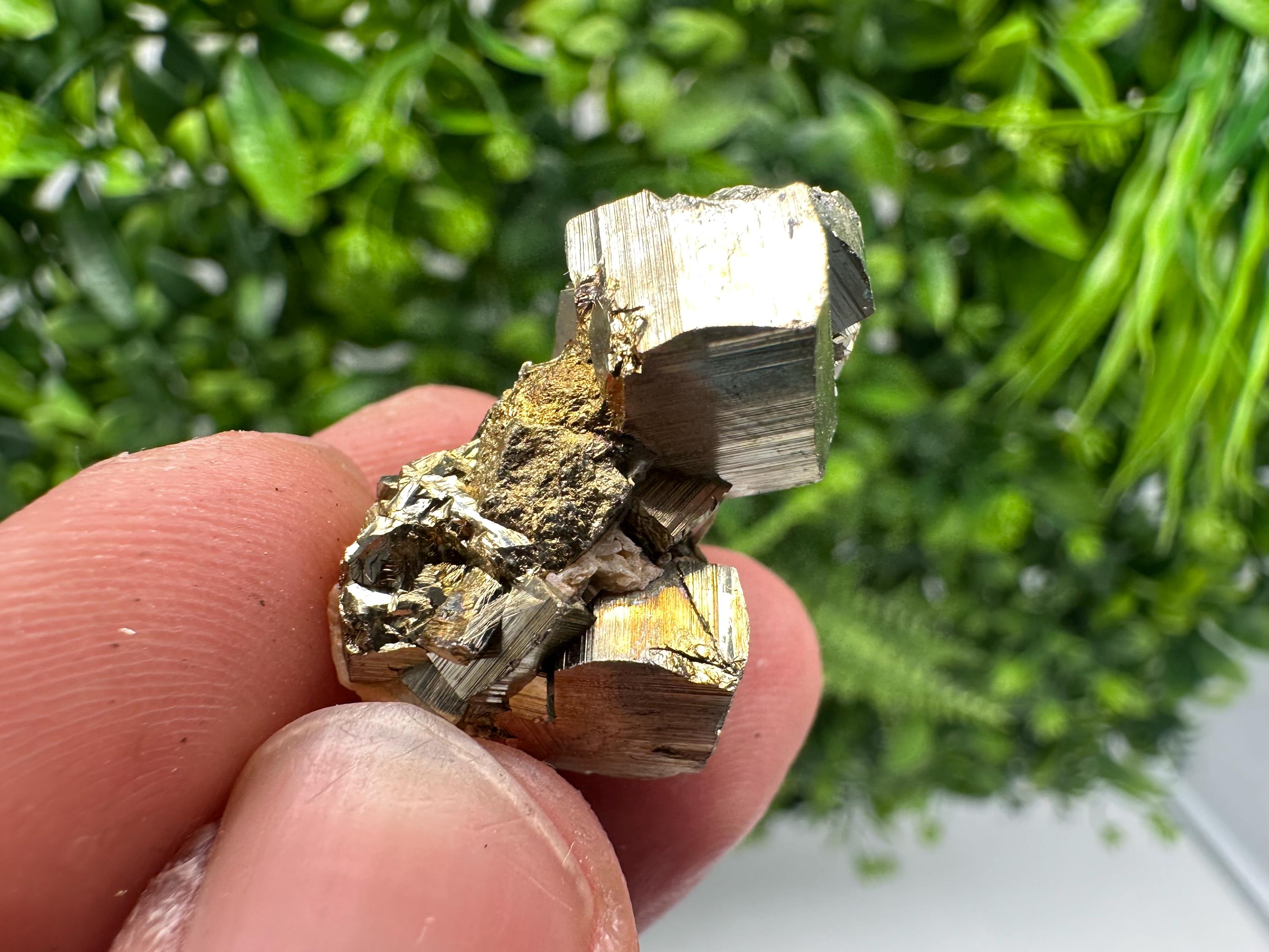 Rainbow Pyrite with Calcite, Natural Mineral Specimen, Bulgaria