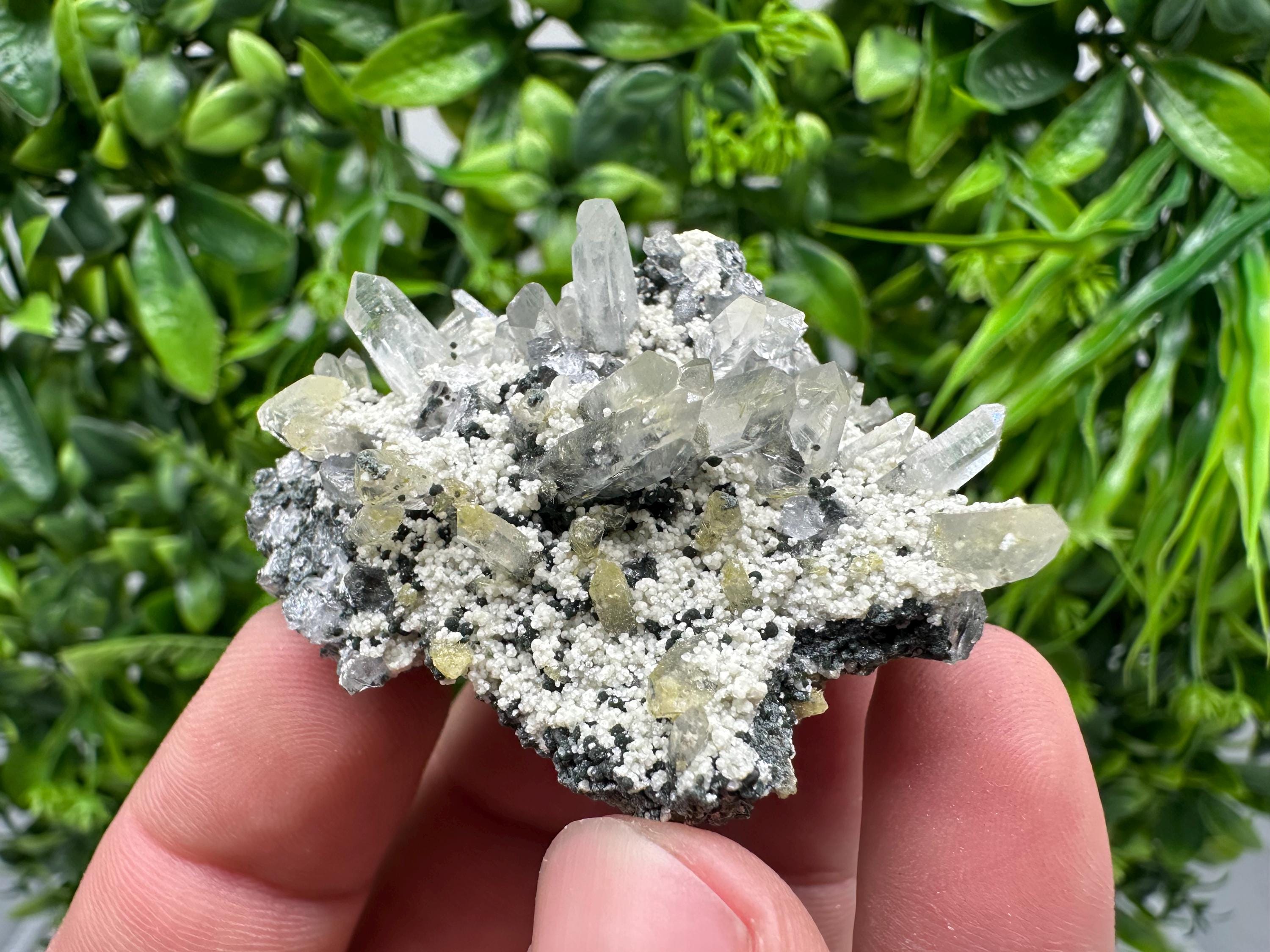 Chlorite Epidote Quartz Mineral Specimen, Bulgaria Home Decor Stone