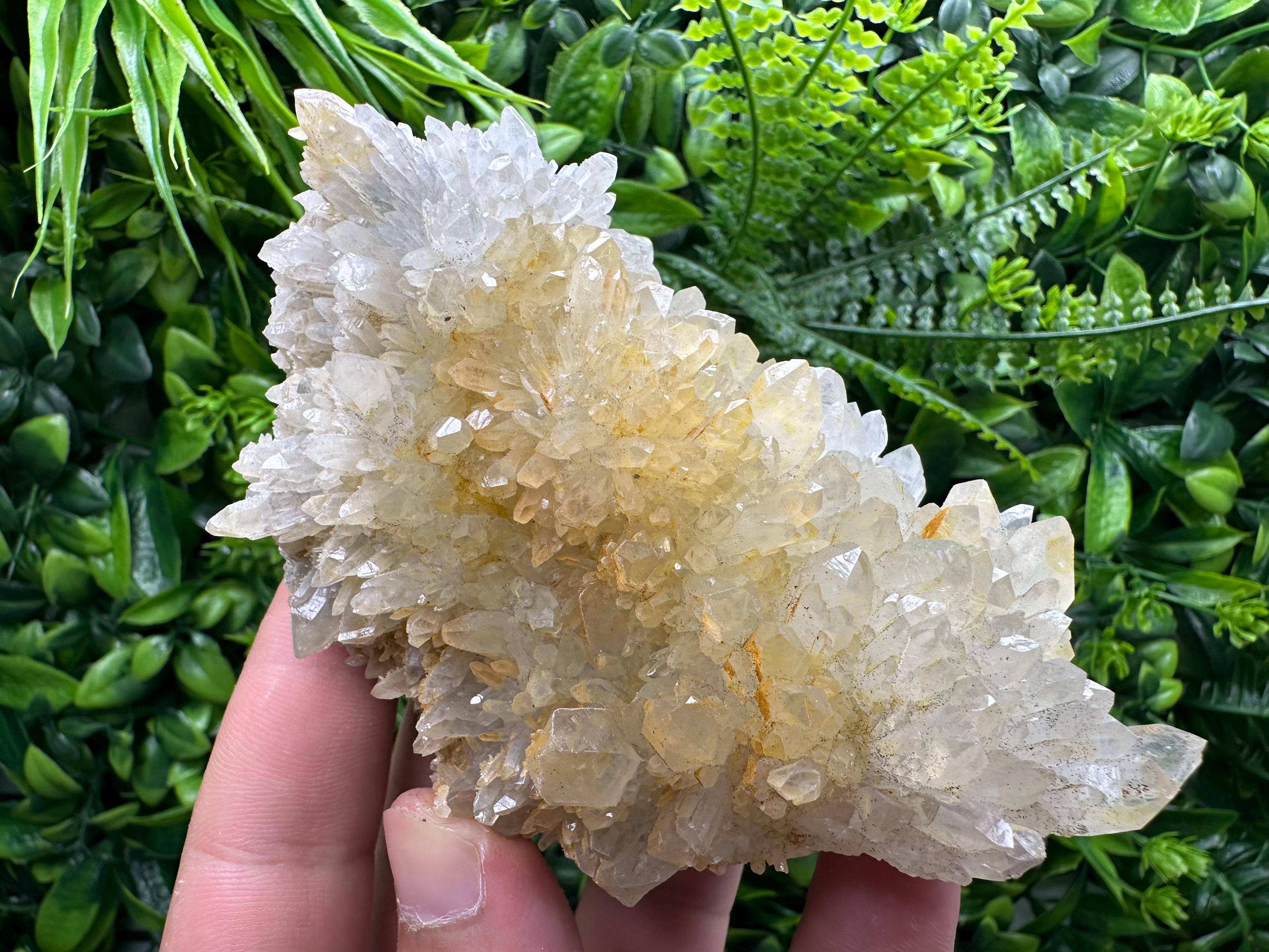 Limonite Quartz Crystal Cluster: Iron Oxide Mineral Specimen