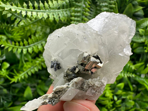 Calcite Pyrite Galena Mineral Cluster on Quartz, Borieva Bulgaria