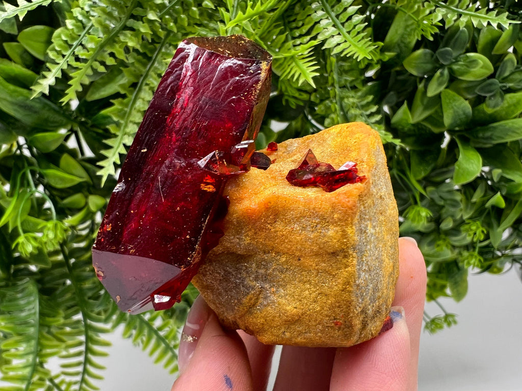 XXL Rare Pruskite Ruby Crystal on Matrix, Laboratory Grown