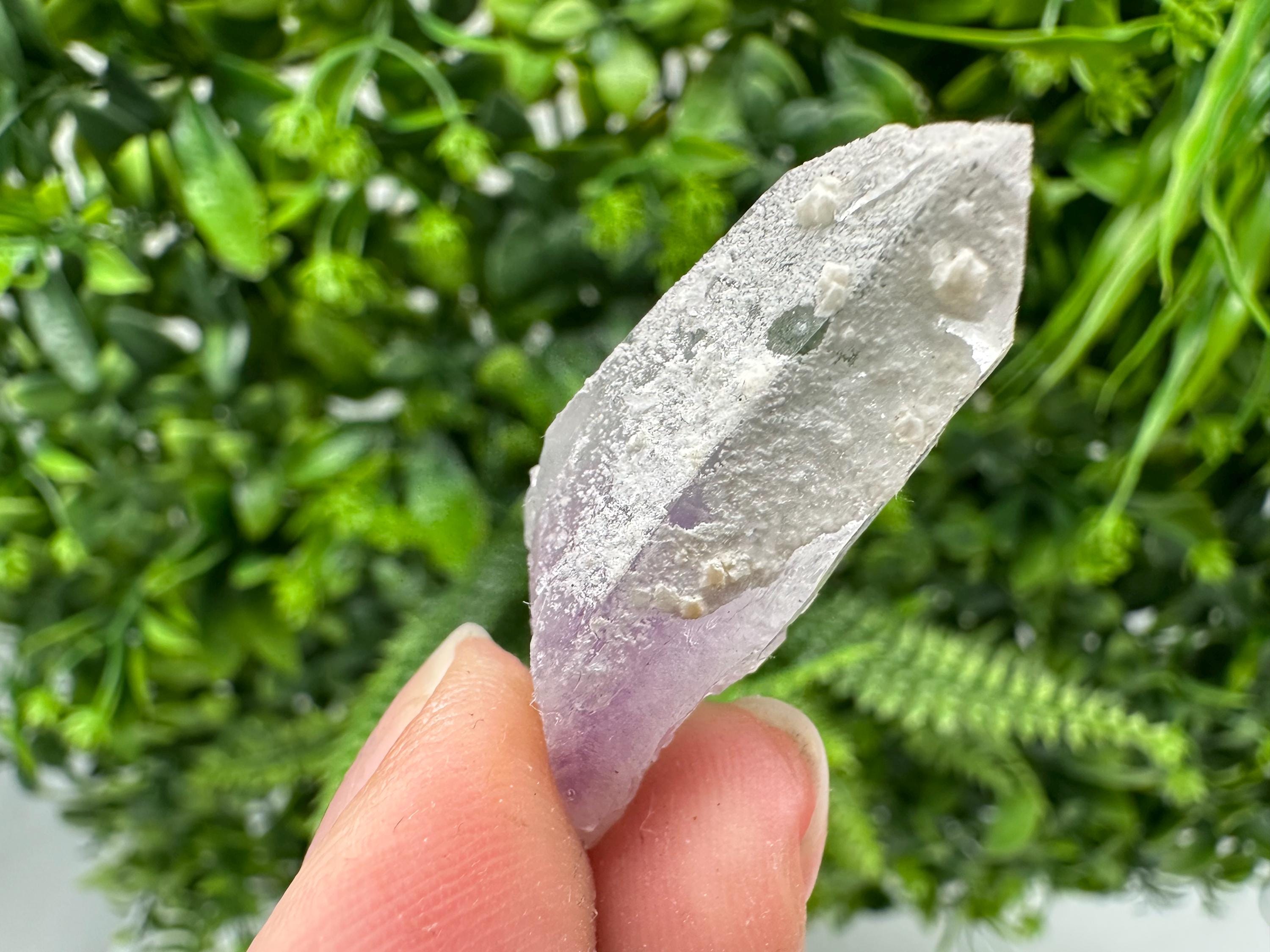 Phantom Amethyst Crystal with Cerussite, Bulgarian Mineral Specimen
