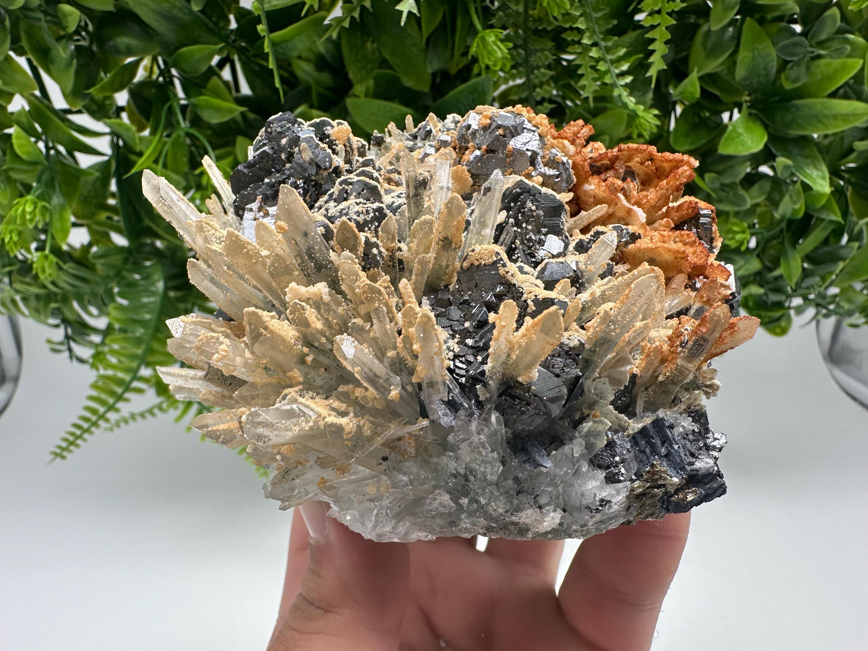 Amazing Galena spinel law on Quartz whit Siderite,from Krushev dol mine,Bulgaria,natural,collection mineral specimen,home decor crystal,souv