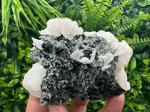 Calcite on Quartz with Chlorite, Borieva Mine Mineral Specimen