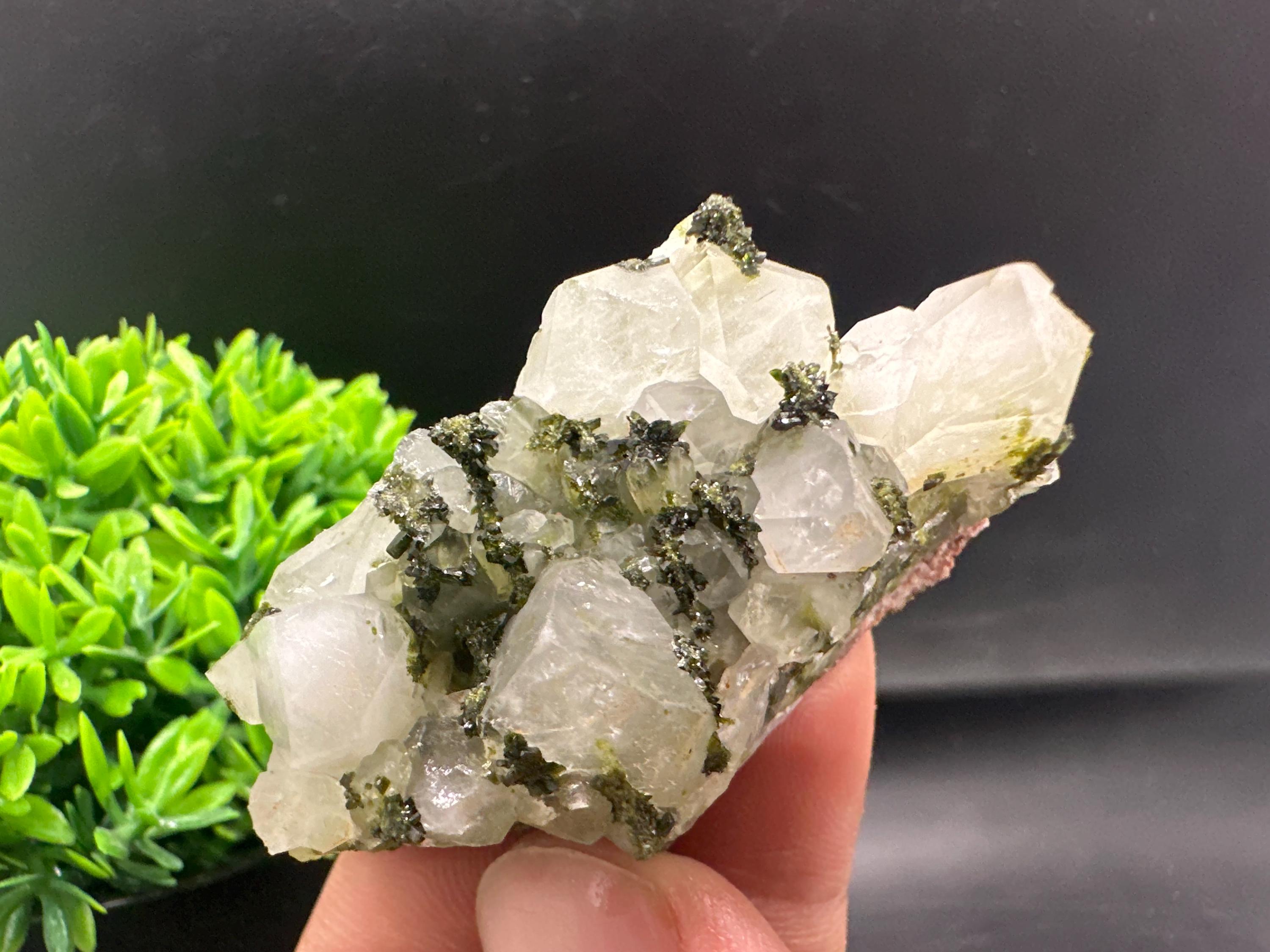 Rare Green Epidote Quartz Crystal Cluster - Eastern Anatolia, Turkey