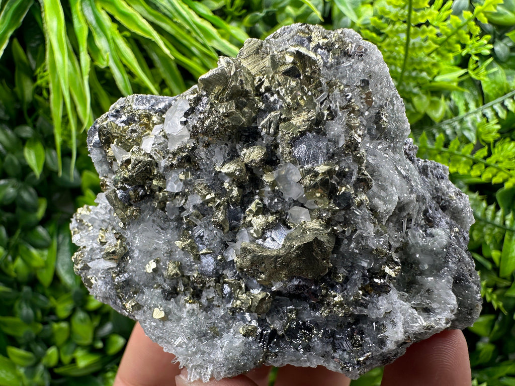 Chalcopyrite Galena on Quartz with Chlorite - Madan Bulgaria Crystal Decor
