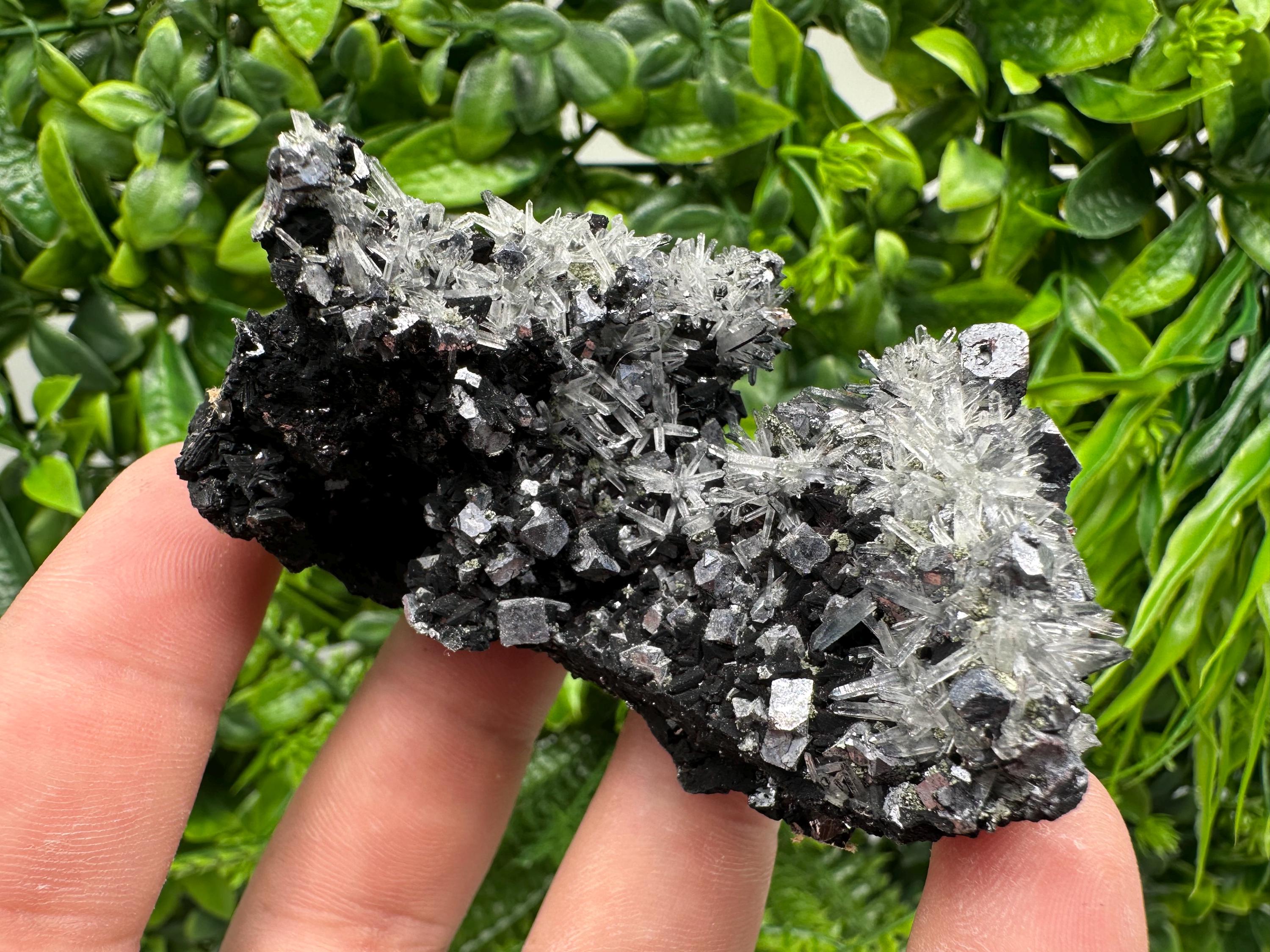 Galena, Quartz, Calcite on Chlorite, Borieva Mine Mineral Specimen